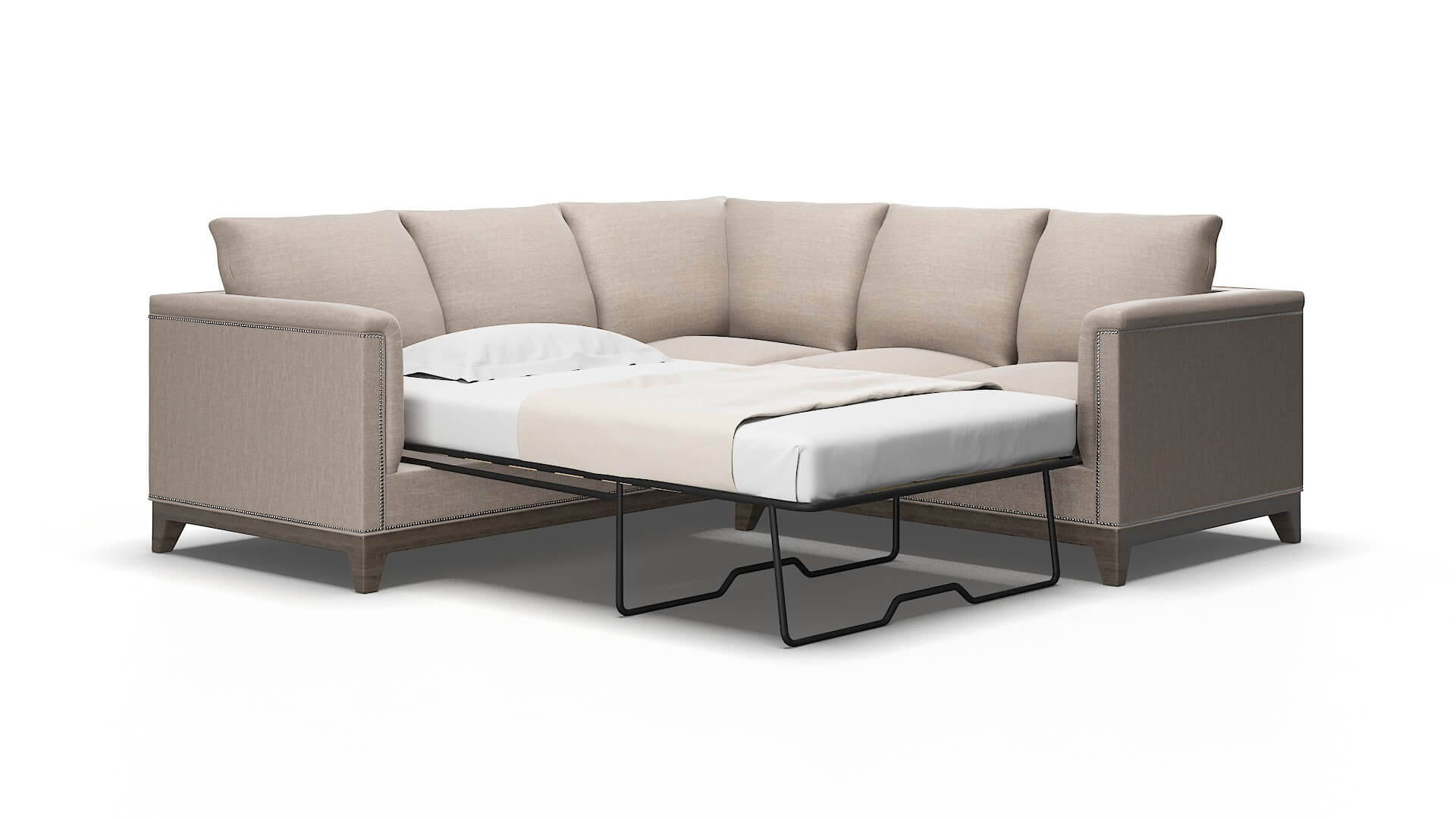 Sofia Clyde Dolphin Sectional Sleeper Espresso legs 2