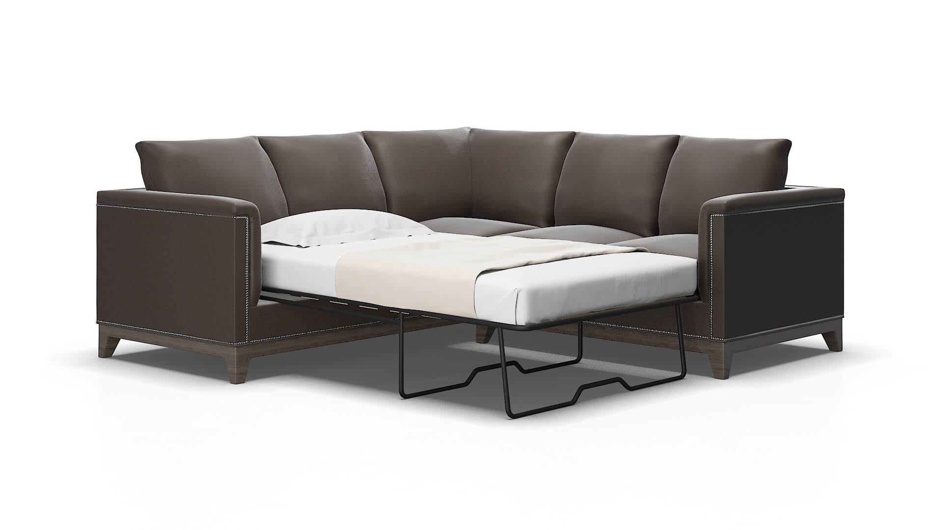 Sofia Cosmo Chocolate Sectional Sleeper Espresso legs 2