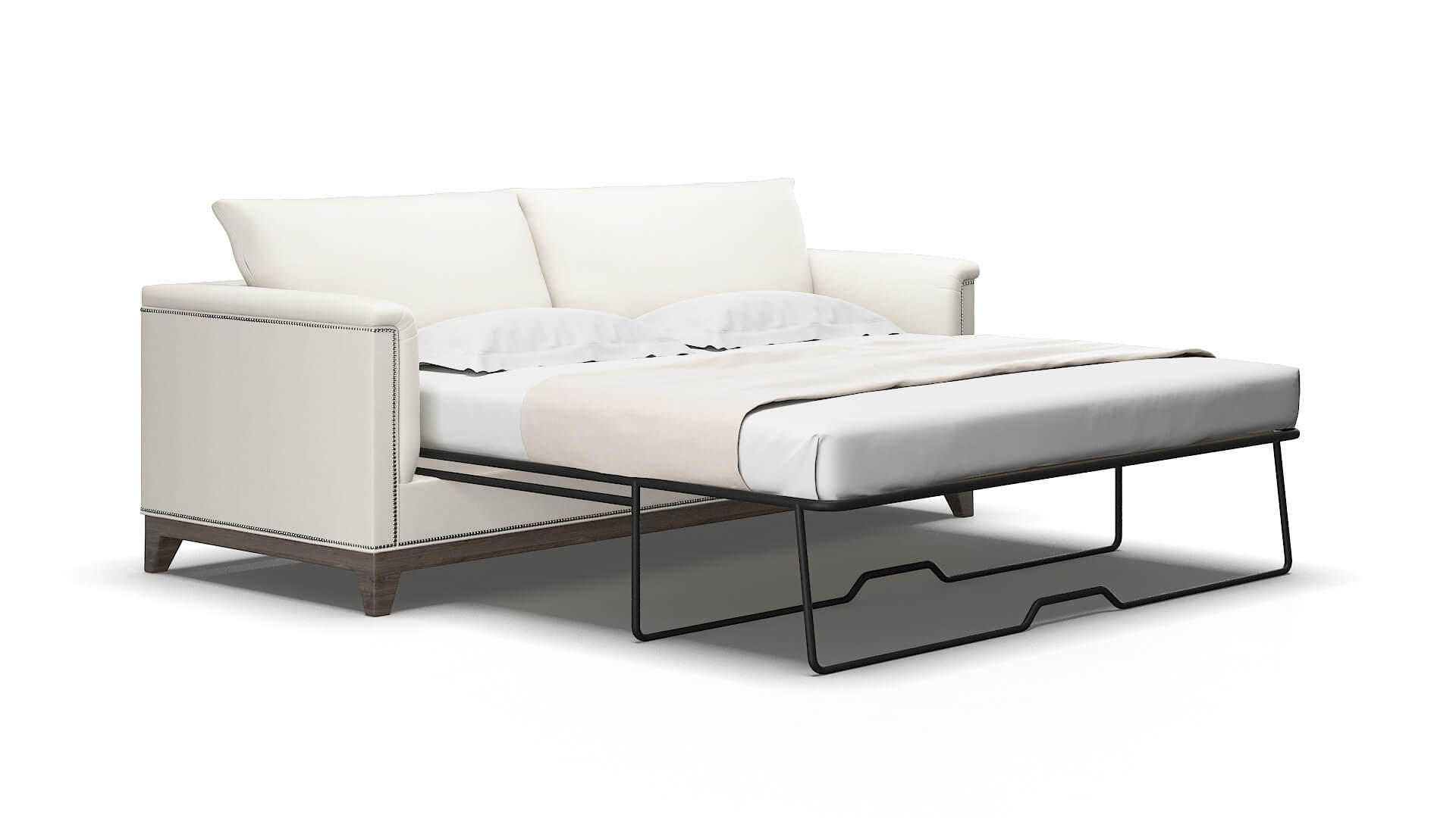 Sofia Cosmo Ivory Sofa Sleeper Espresso legs 2
