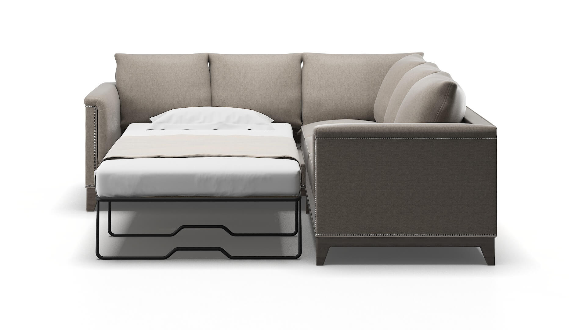 Sofia Cosmo Taupe Sectional Sleeper Espresso legs 1