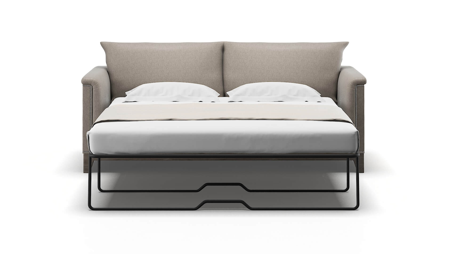 Sofia Cosmo Taupe Sofa Sleeper Espresso legs 1
