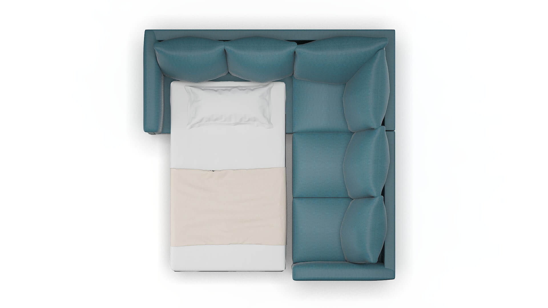 Sofia Cosmo Teal Sectional Sleeper Espresso legs 3