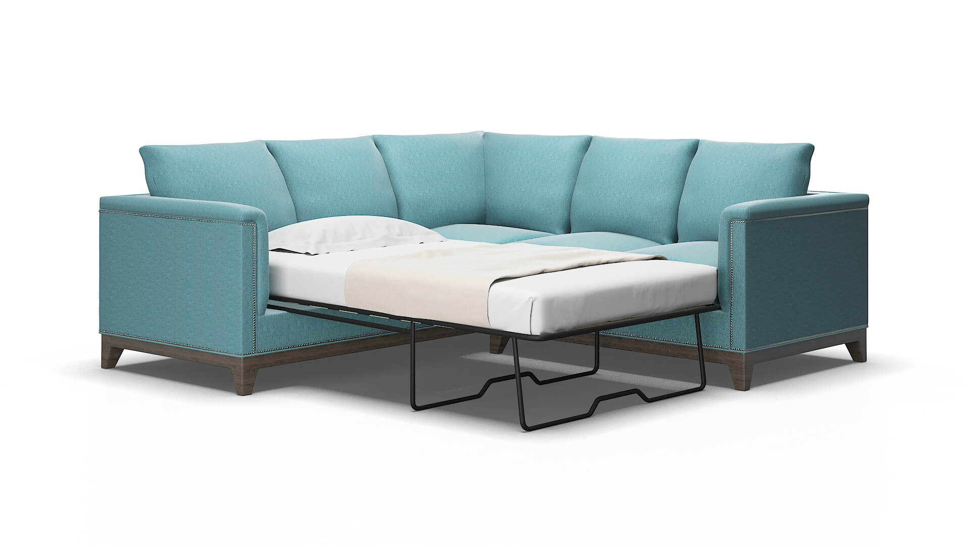 Sofia Cosmo turquoise Sectional sleeper Espresso Legs  2
