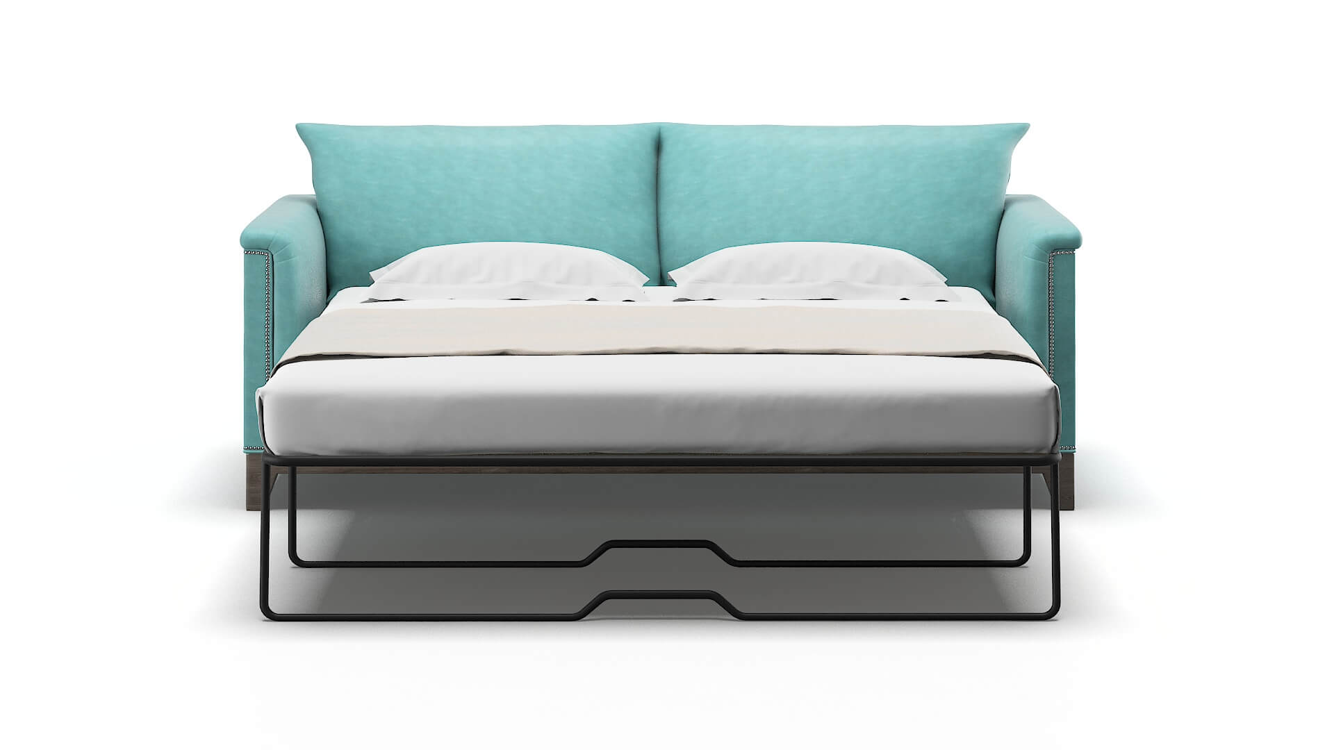 Sofia Curious Turquoise Sofa Sleeper Espresso legs 1