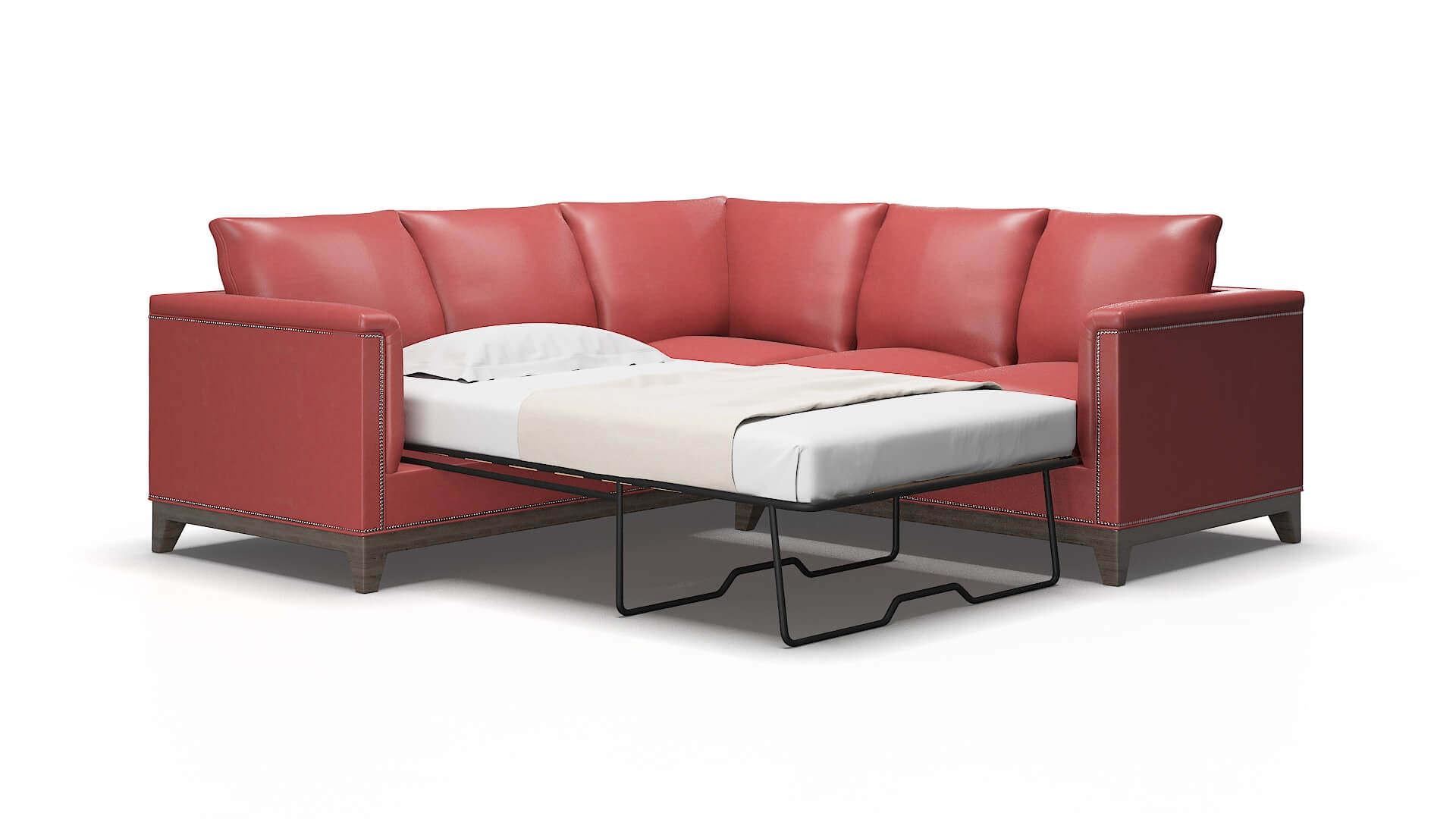 Sofia Dillion Cordovan Sectional Sleeper Espresso legs 2