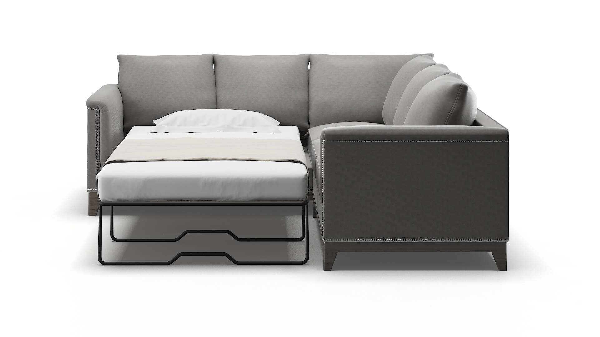 Sofia Dream_d Charcoal Sectional Sleeper Espresso legs 1
