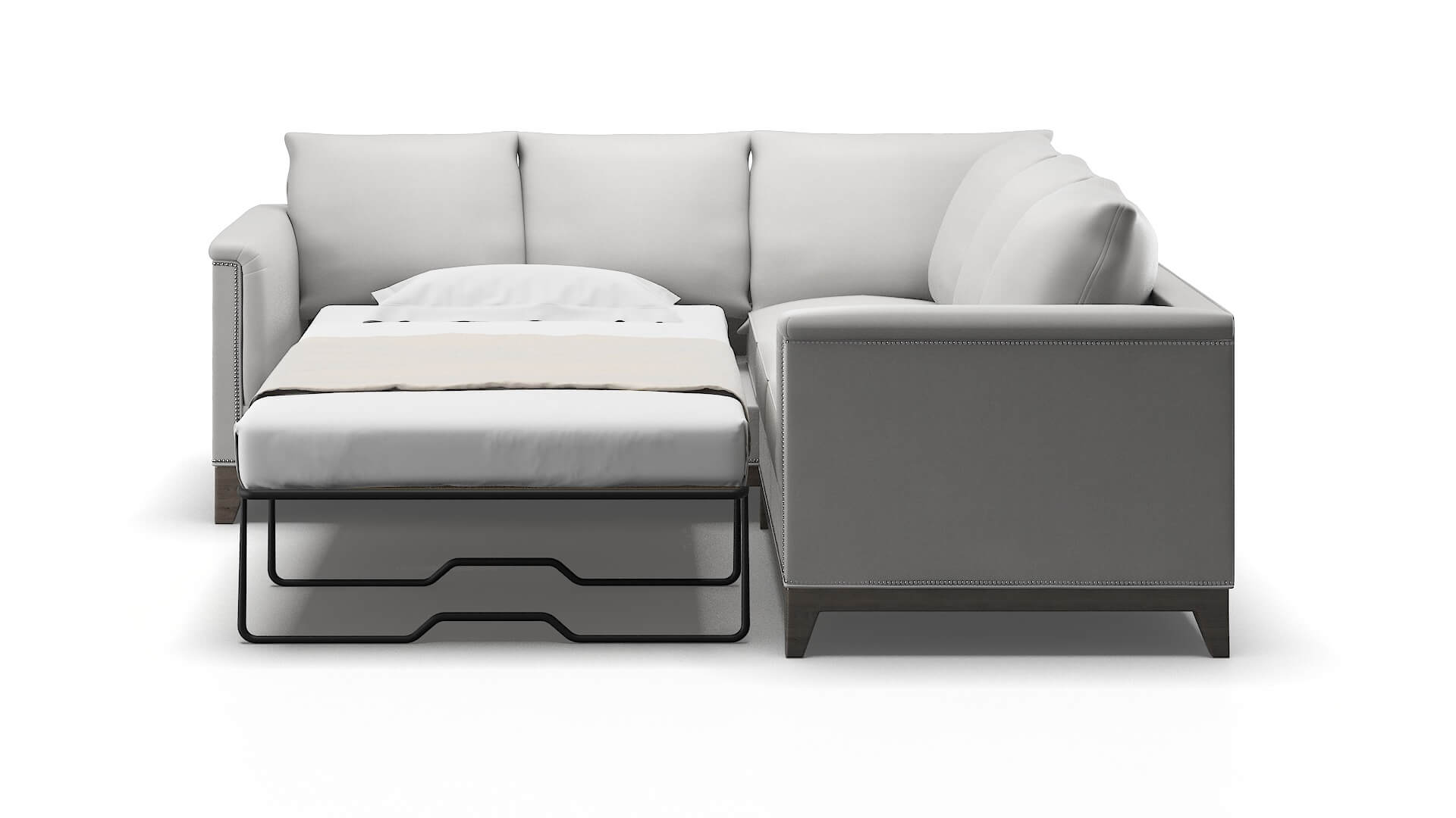 Sofia Geo Sterling Sectional Sleeper Espresso legs 1
