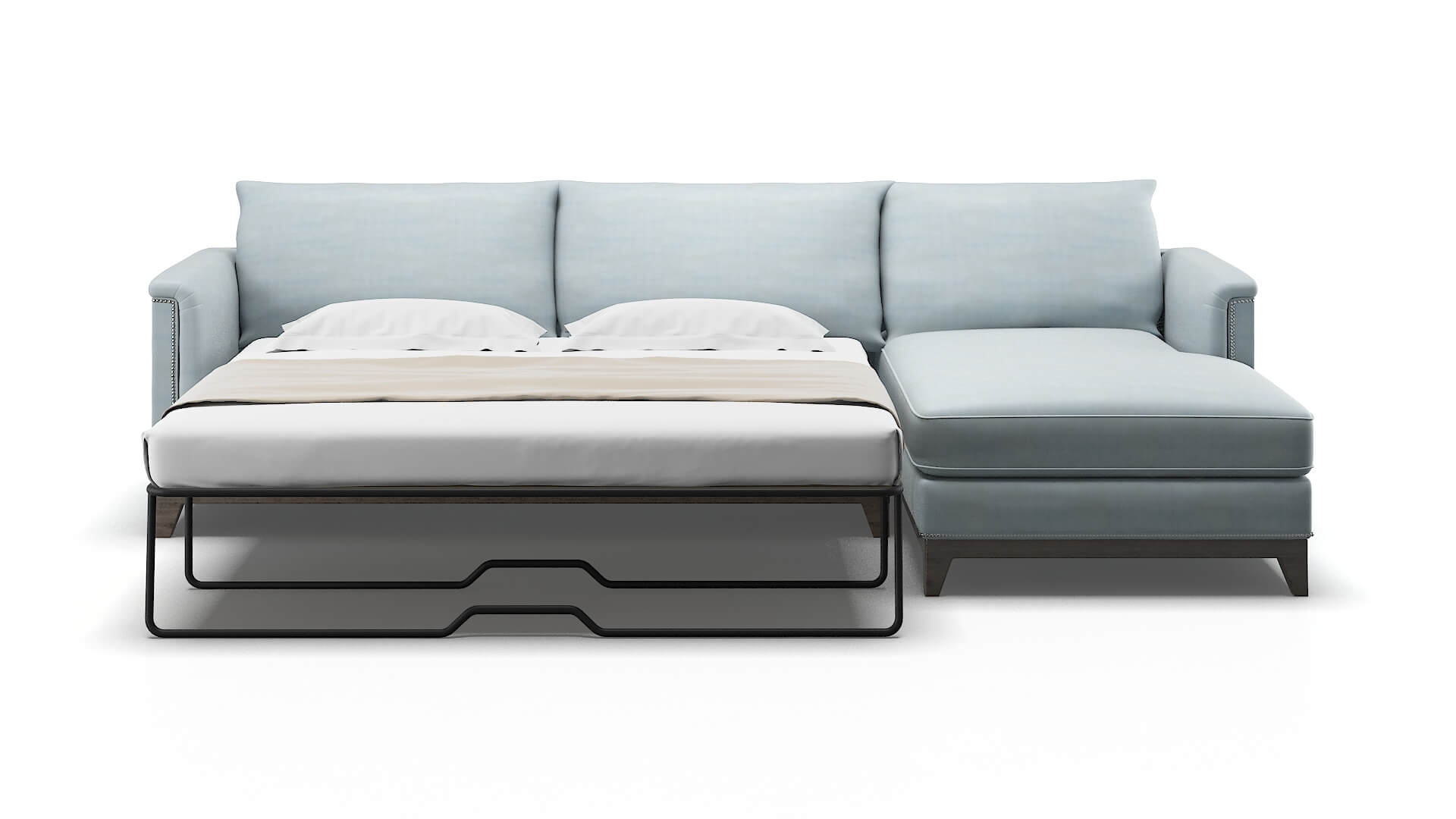 Sofia Hathaway Aqua Panel Sleeper Espresso legs 1