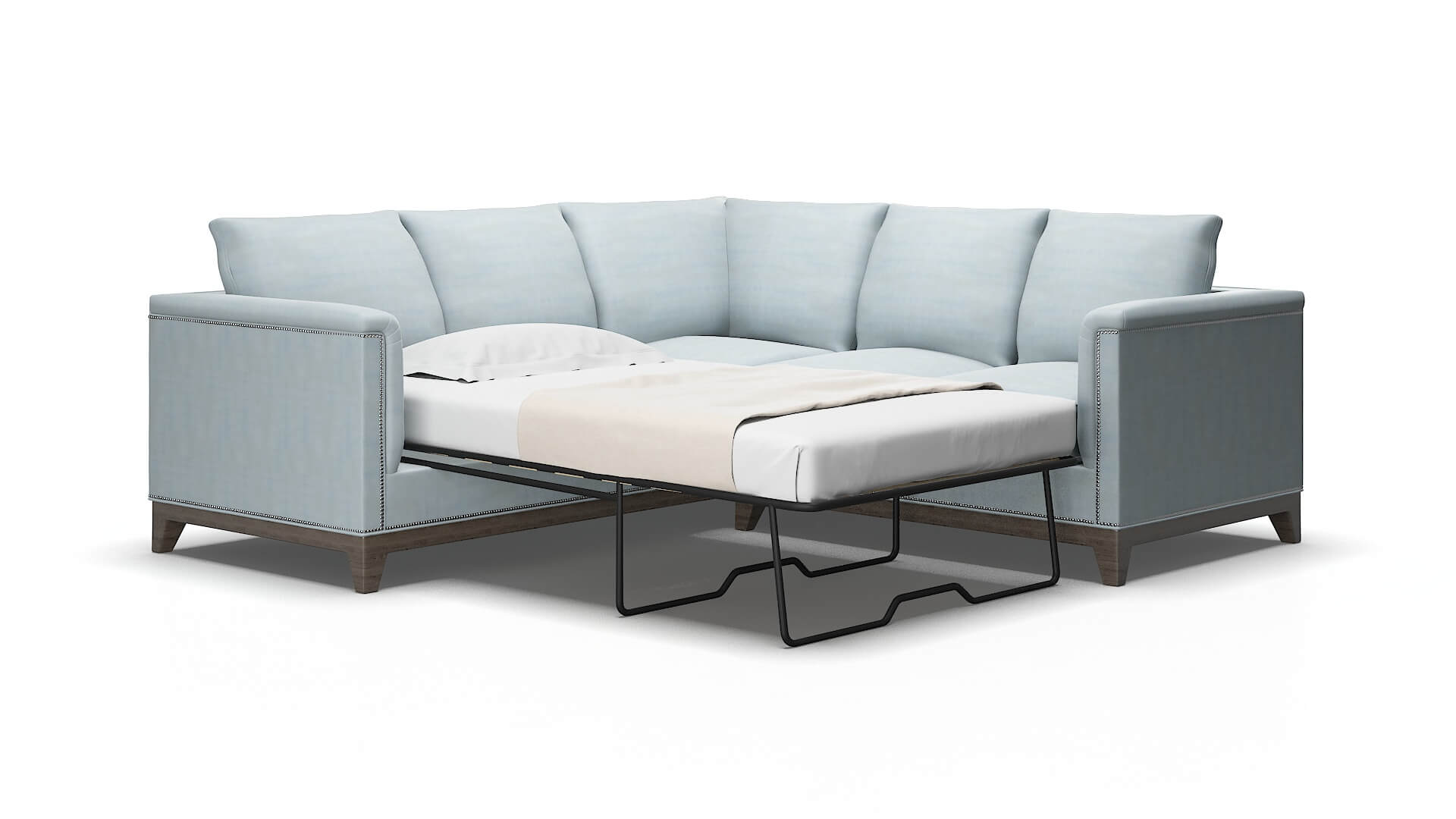 Sofia Hathaway Aqua Sectional Sleeper Espresso legs 2