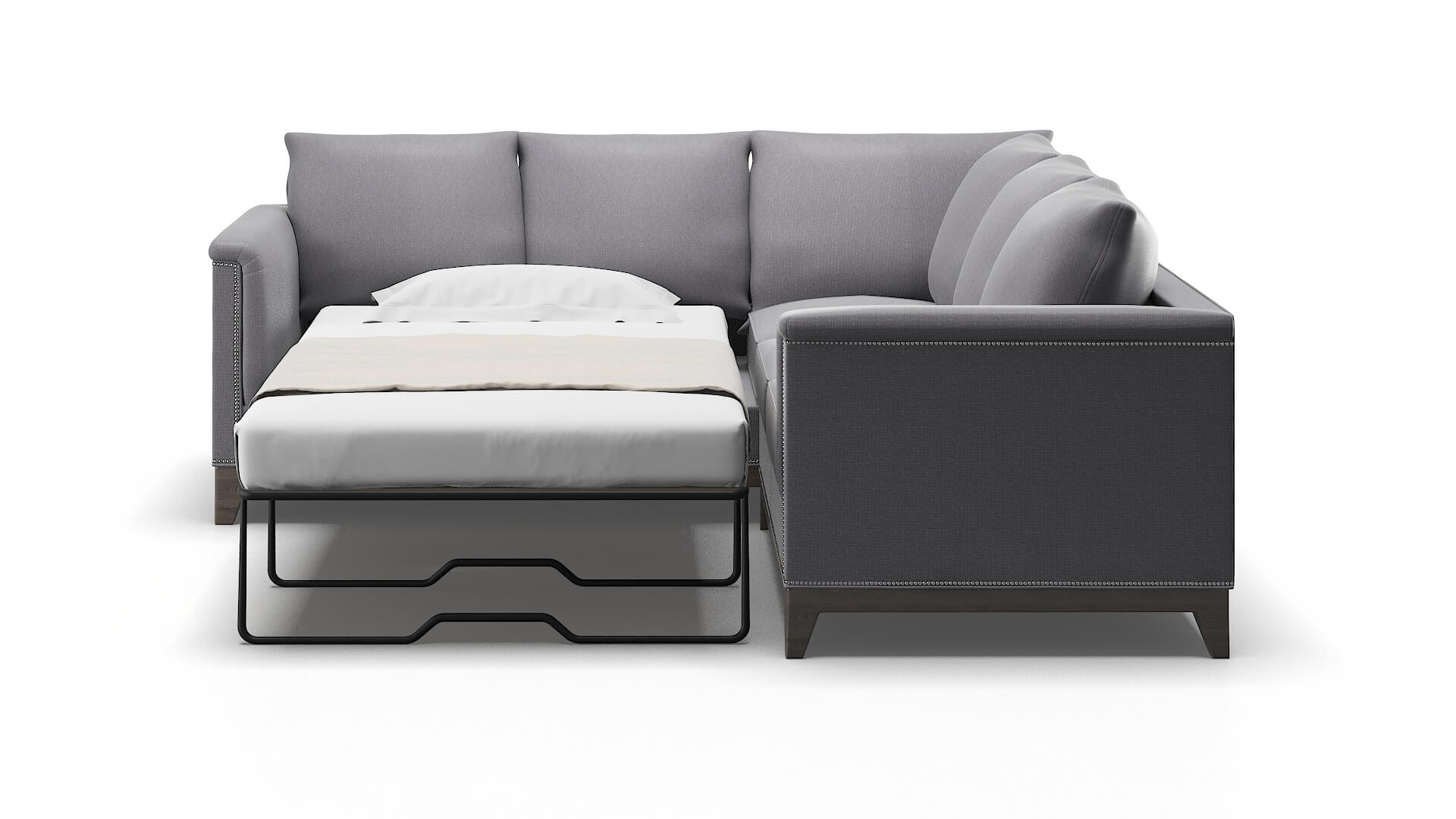 Sofia Insight Denim Sectional Sleeper Espresso legs 1
