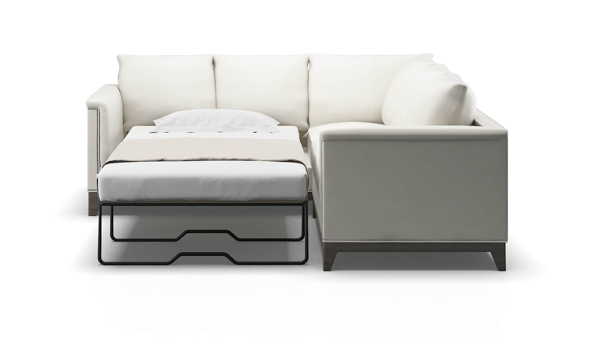 Sofia Keylargo Oatmeal Sectional Sleeper Espresso legs 1