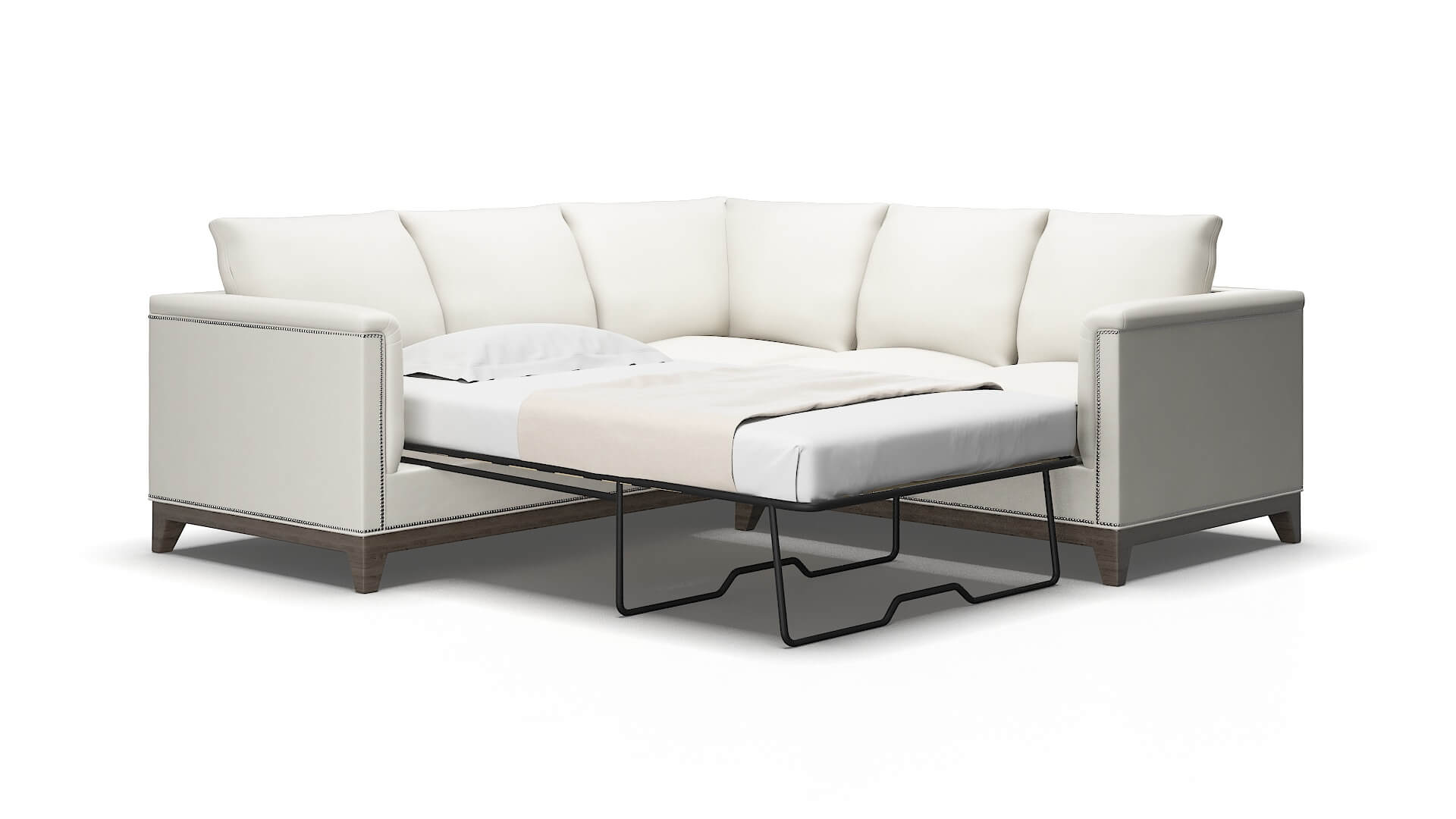 Sofia Keylargo Oatmeal Sectional Sleeper Espresso legs 2