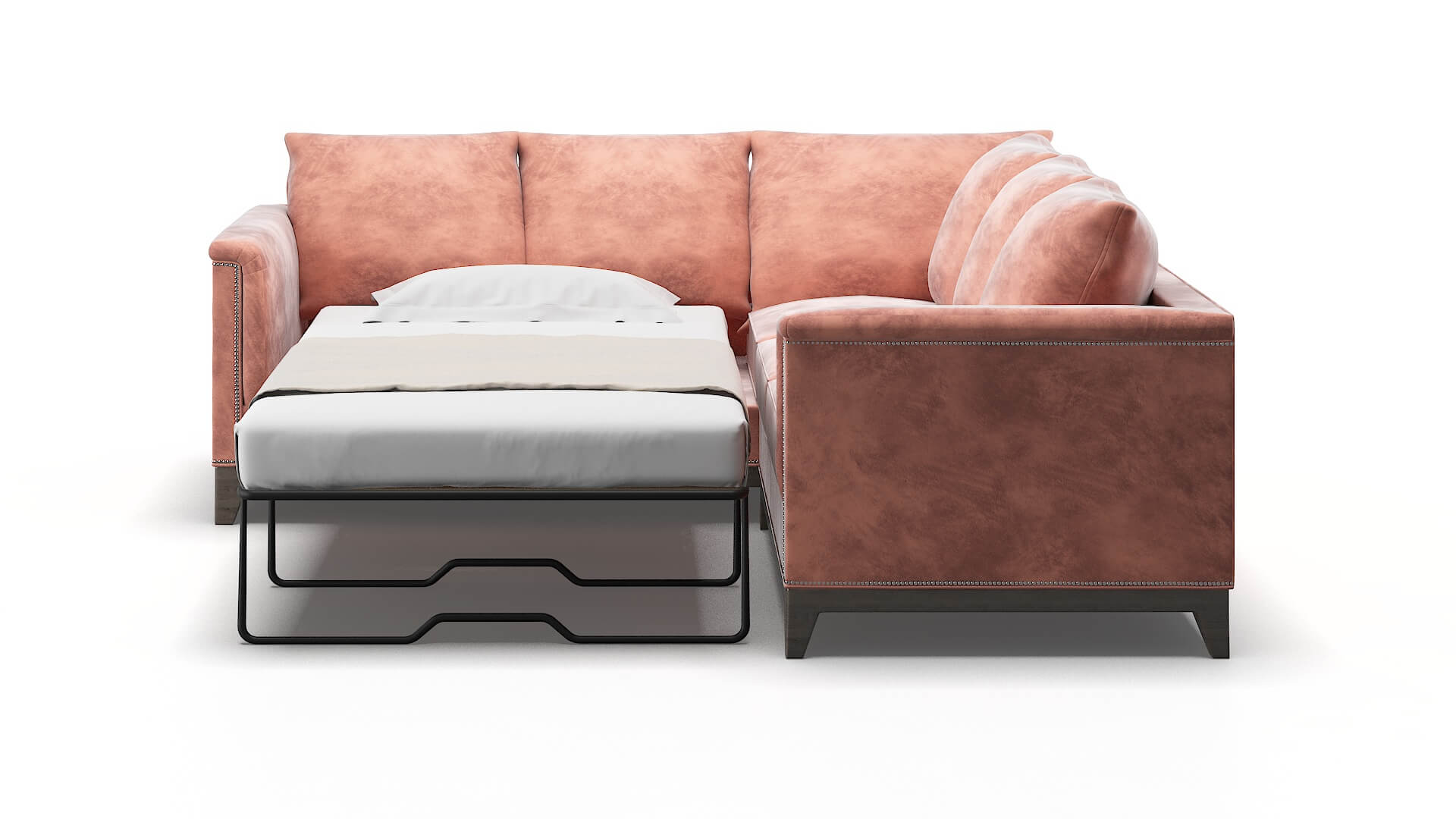 Sofia Naples Blush Sectional Sleeper Espresso legs 1
