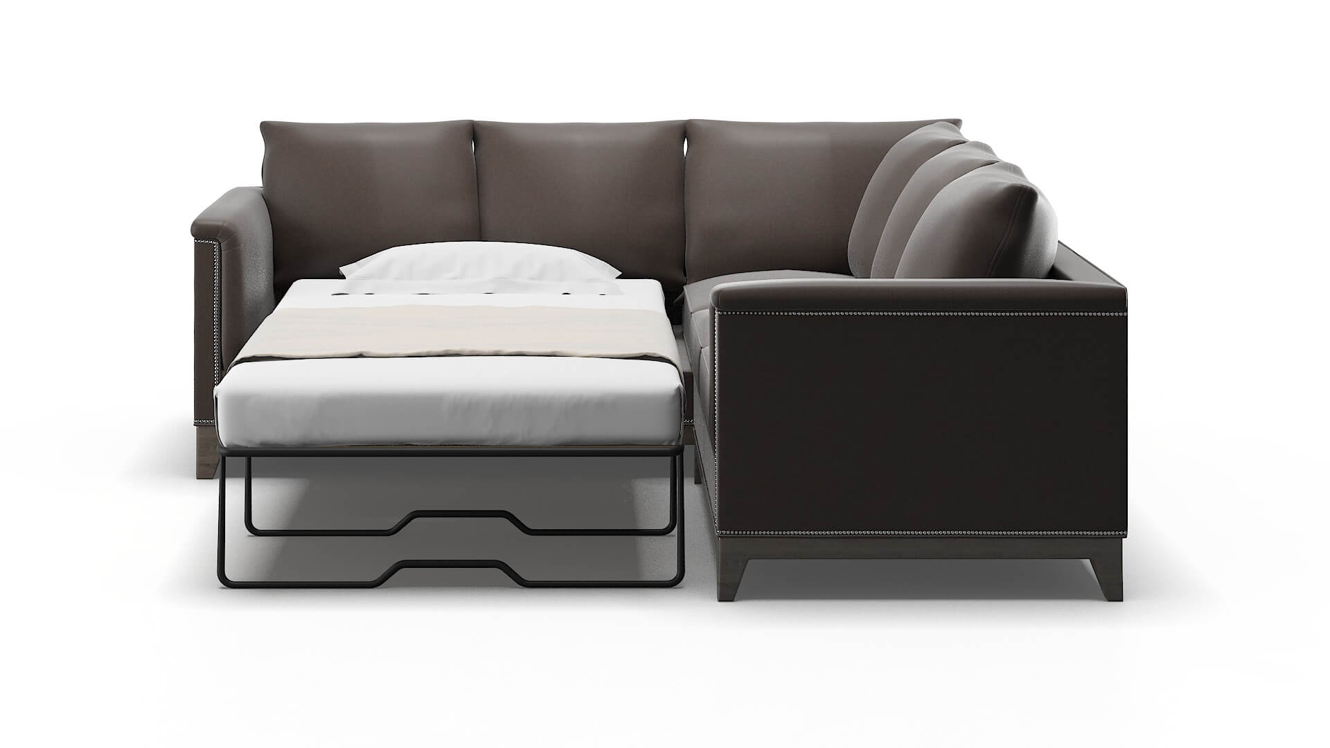 Sofia Naples Graphite Sectional Sleeper Espresso legs 1