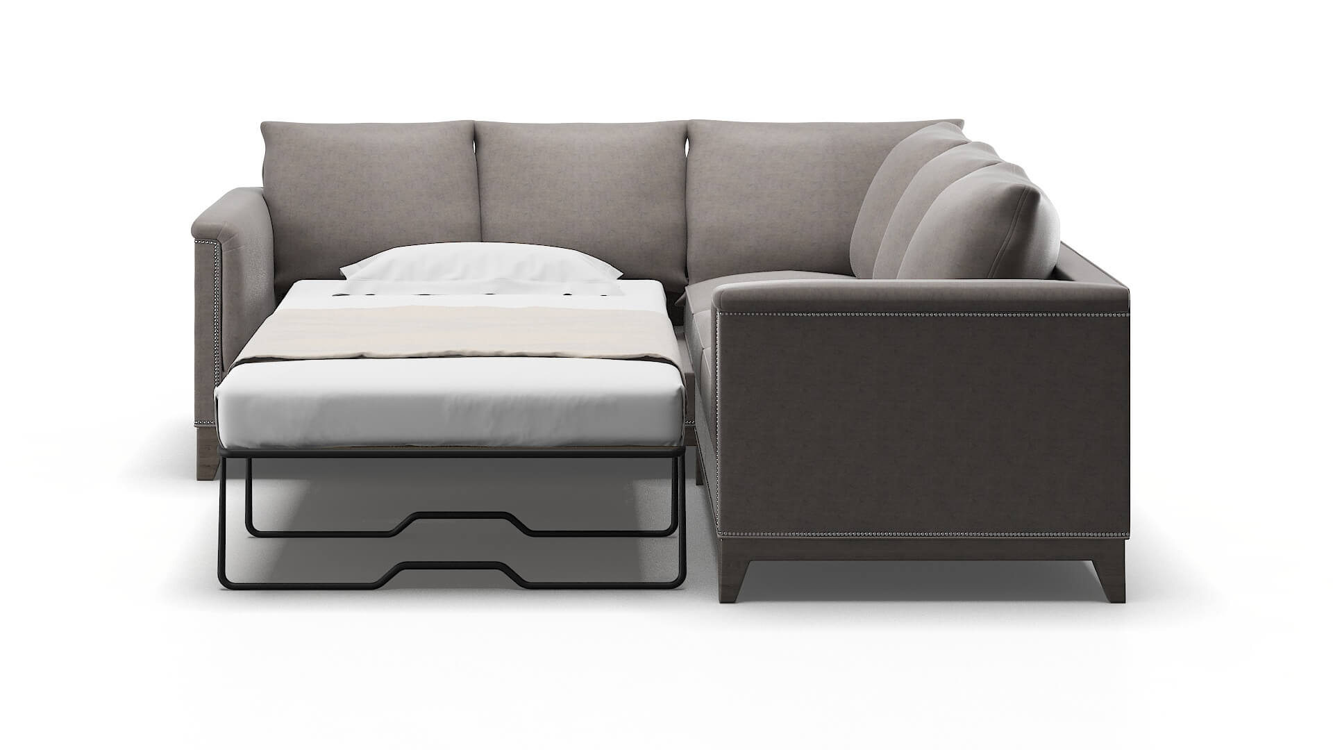 Sofia Noble Otter Sectional Sleeper Espresso legs 1