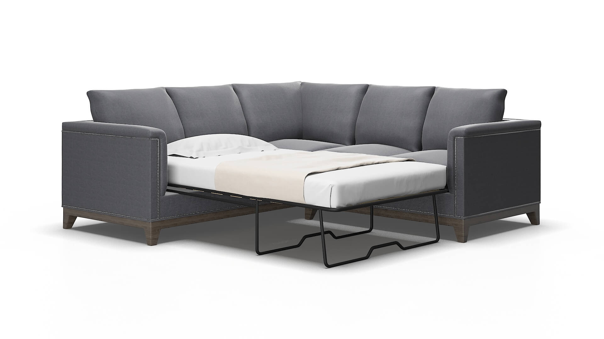 Sofia Notion Graphite Sectional Sleeper Espresso legs 2