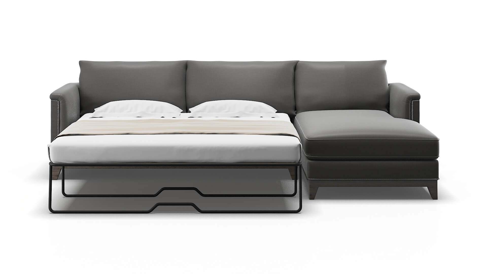 Sofia Oakley Charcoal Panel Sleeper Espresso legs 1