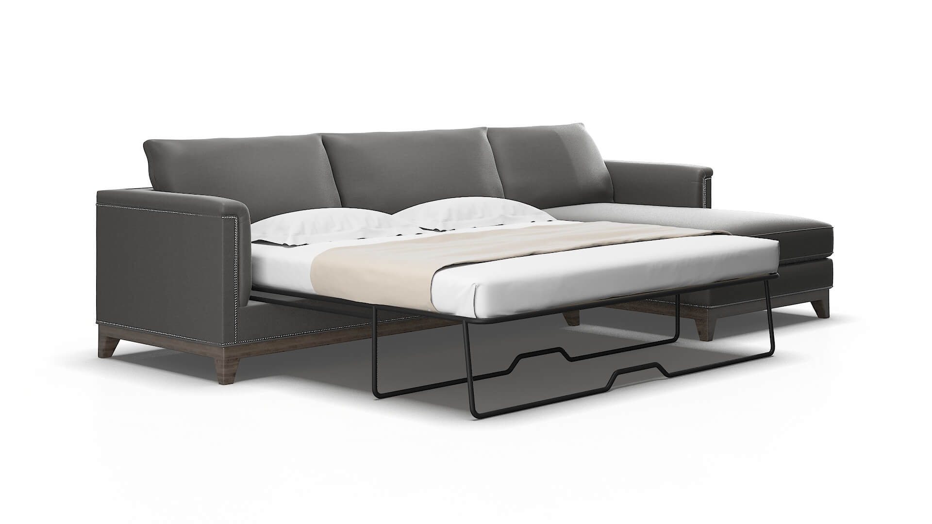 Sofia Oakley Charcoal Panel Sleeper Espresso legs 2