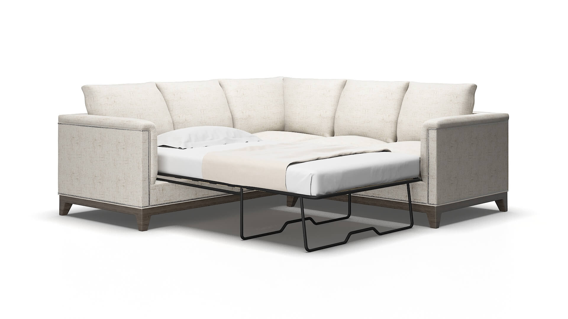 Sofia Oceanside natural Sectional sleeper Espresso Legs  2