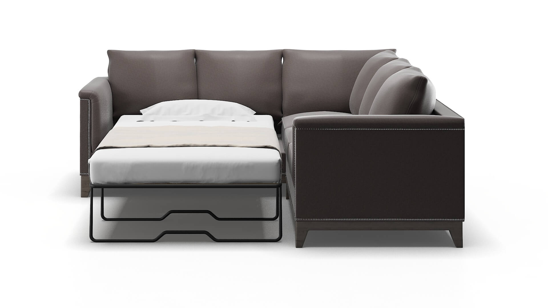 Sofia Oscar Chocolate Sectional Sleeper Espresso legs 1