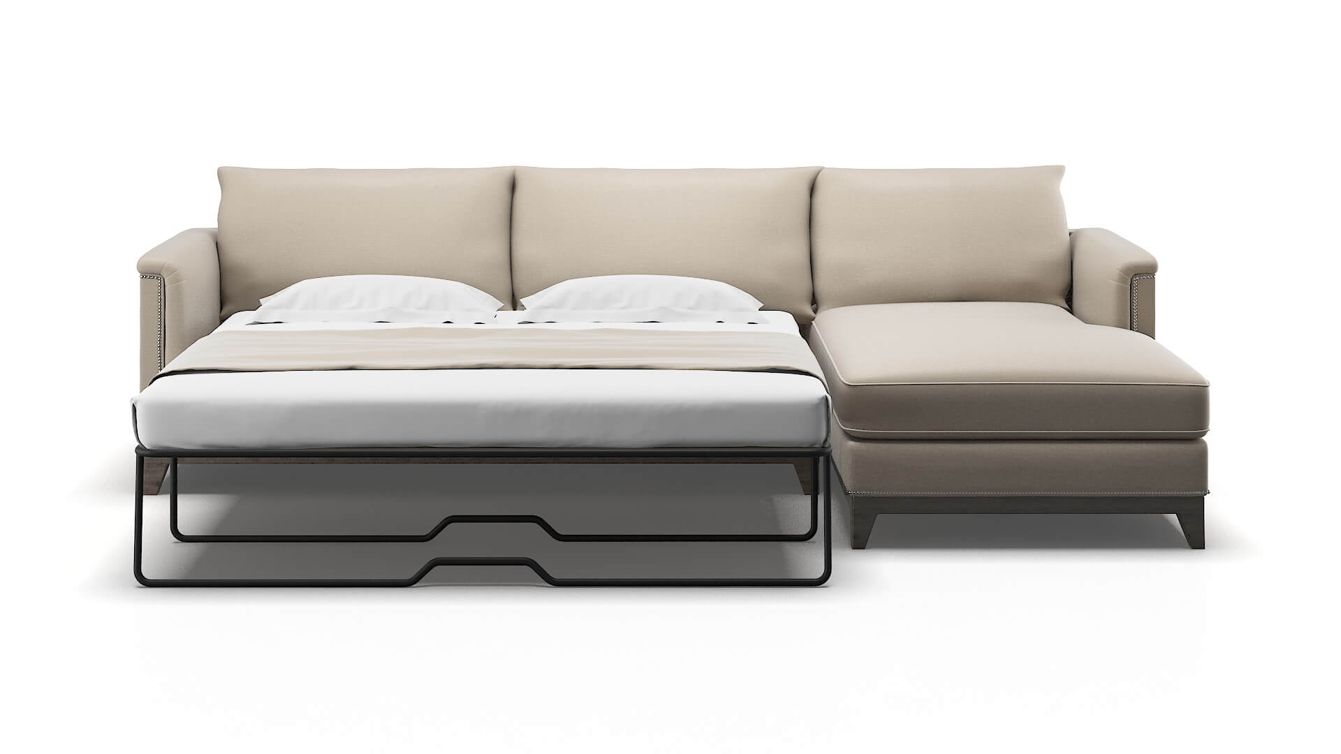 Sofia Oscar Linen Panel Sleeper Espresso legs 1