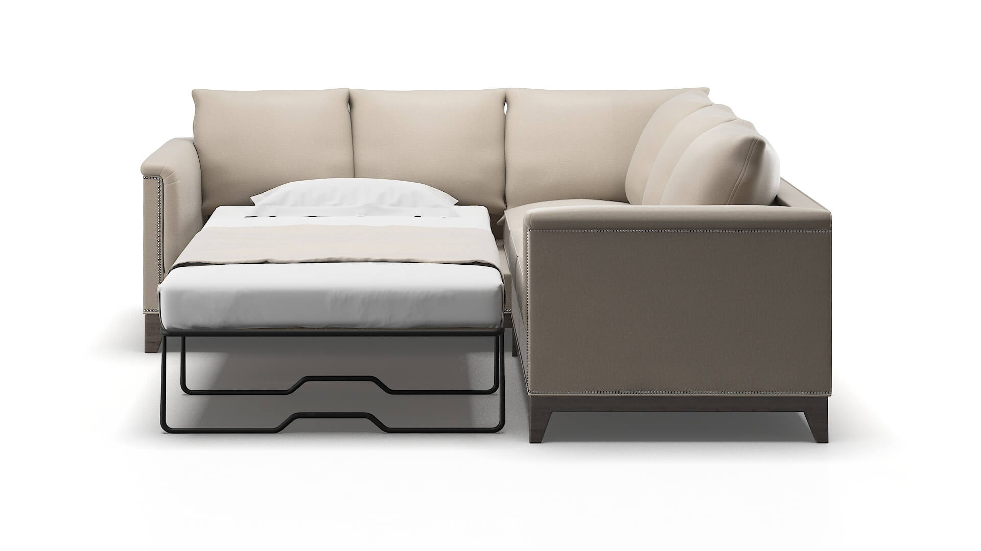 Sofia Oscar Linen Sectional Sleeper Espresso legs 1