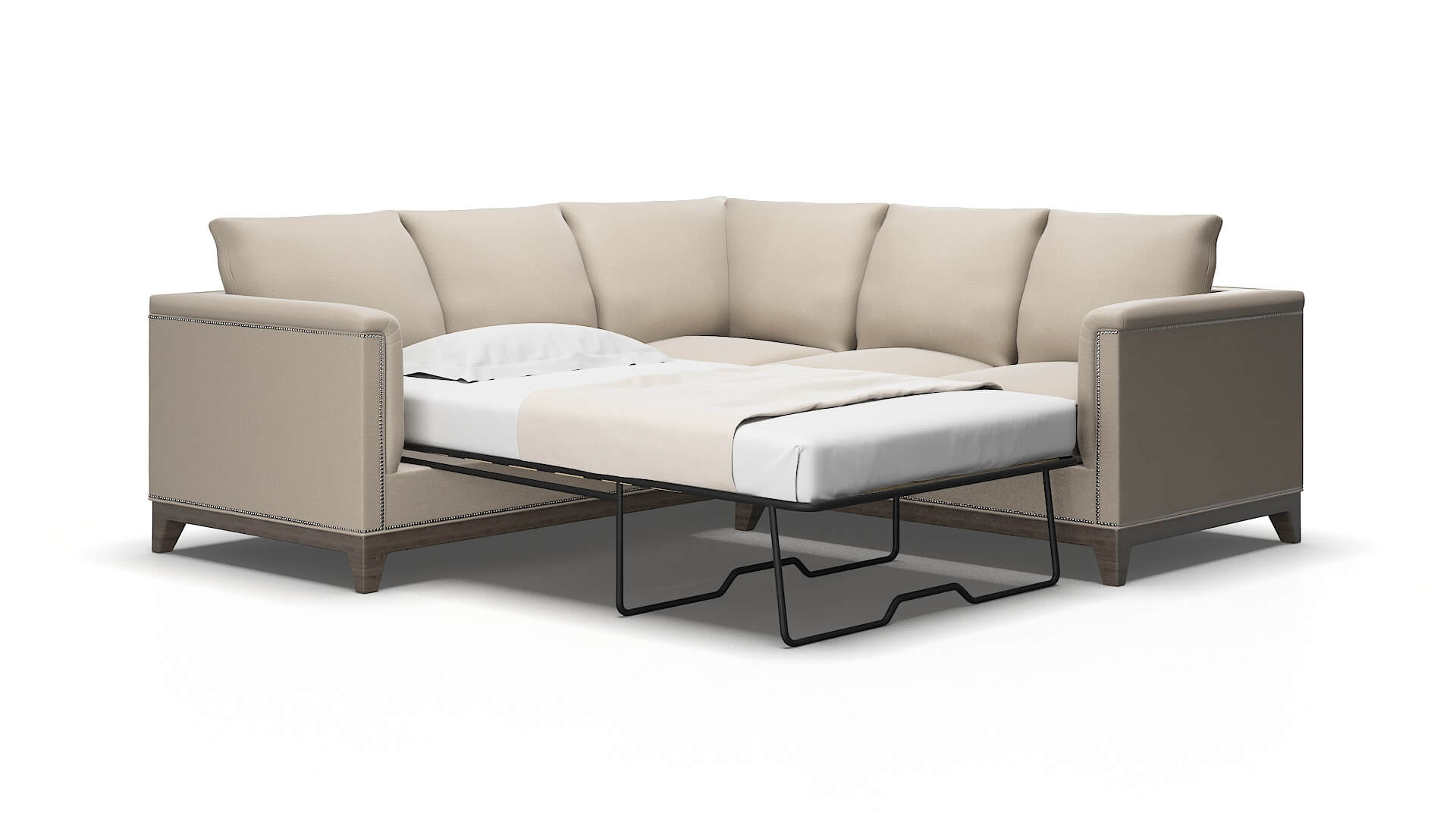 Sofia Oscar linen Sectional sleeper Espresso Legs  2
