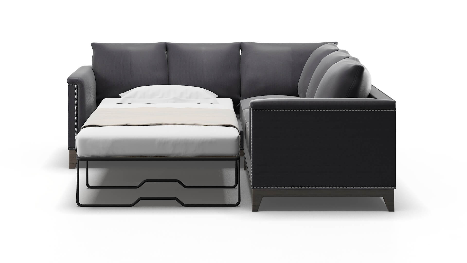 Sofia Parker Charcoal Sectional Sleeper Espresso legs 1