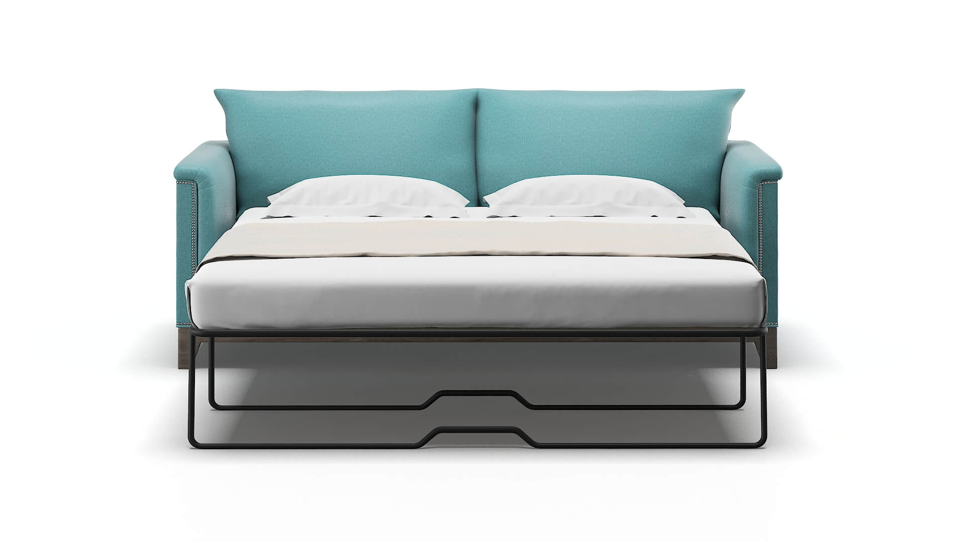 Sofia Parker Turquoise Sofa Sleeper Espresso legs 1