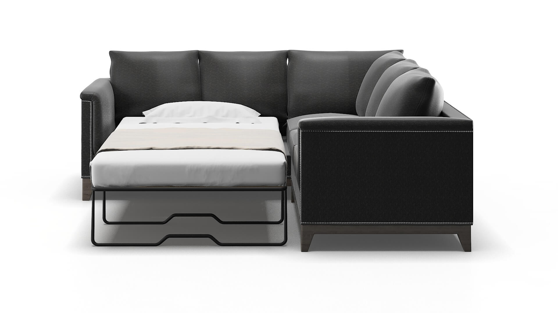 Sofia Phoenix Charcoal Sectional Sleeper Espresso legs 1