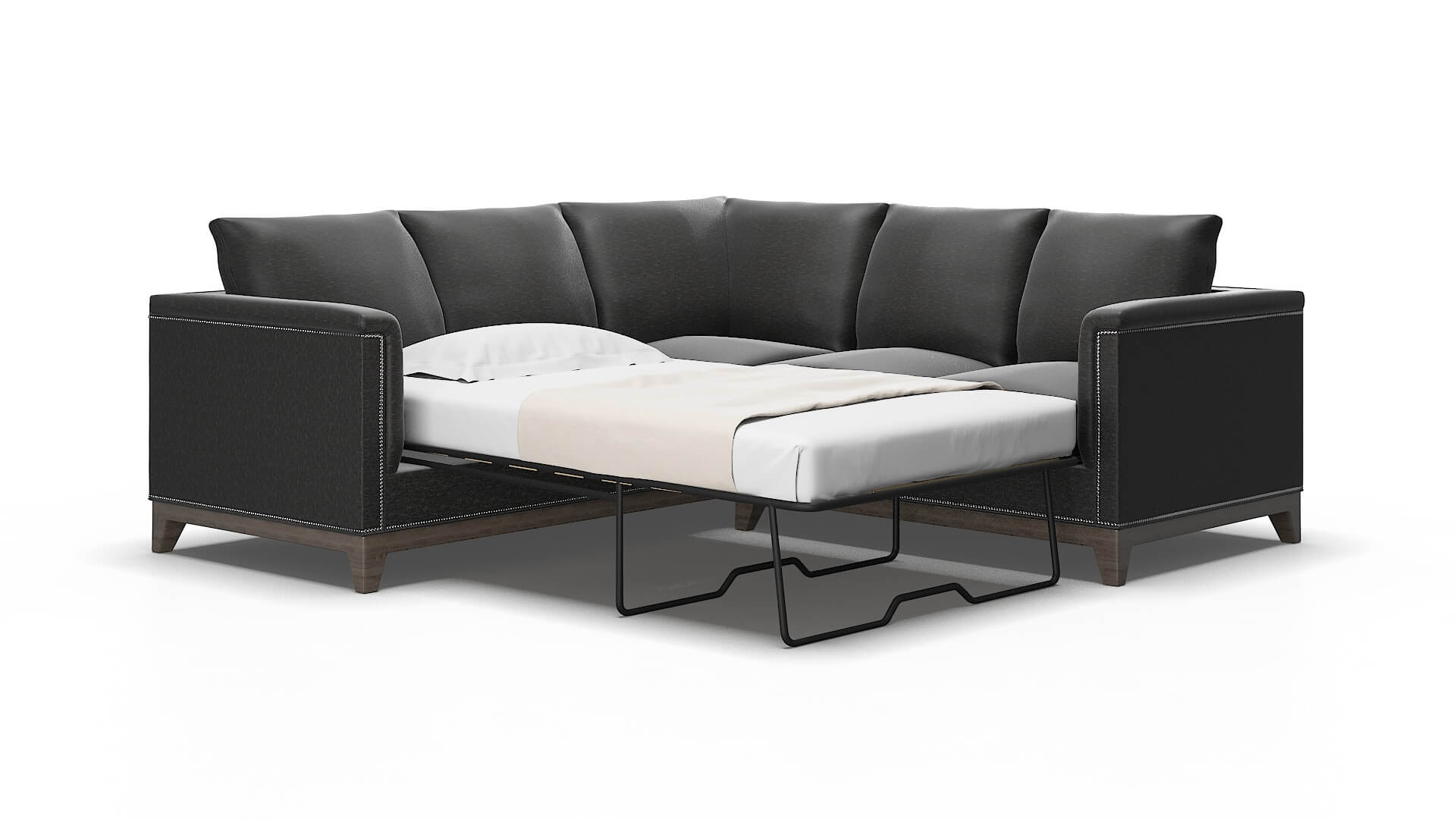Sofia Phoenix charcoal Sectional sleeper Espresso Legs  2