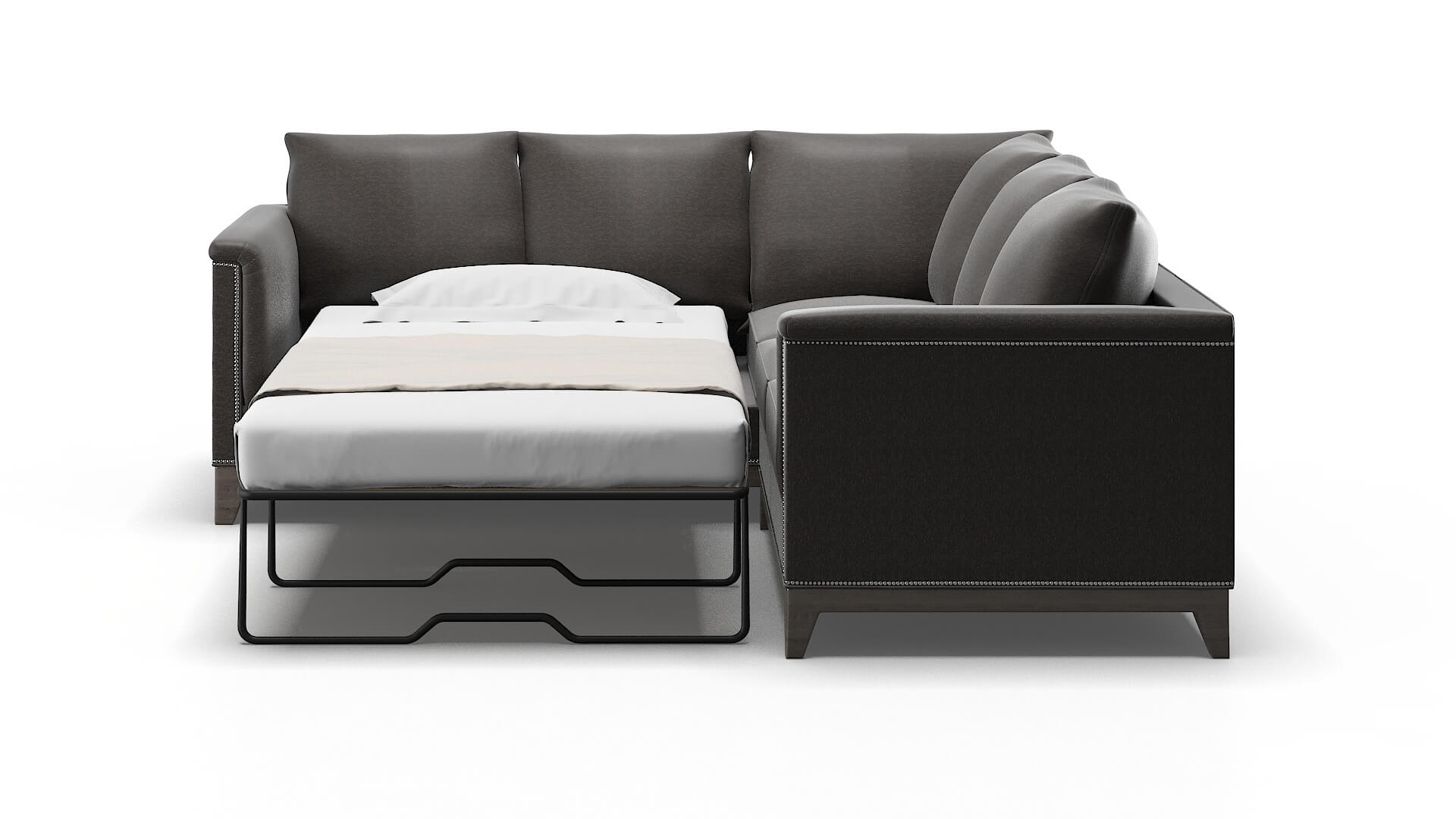 Sofia Phoenix Chocolate Sectional Sleeper Espresso legs 1