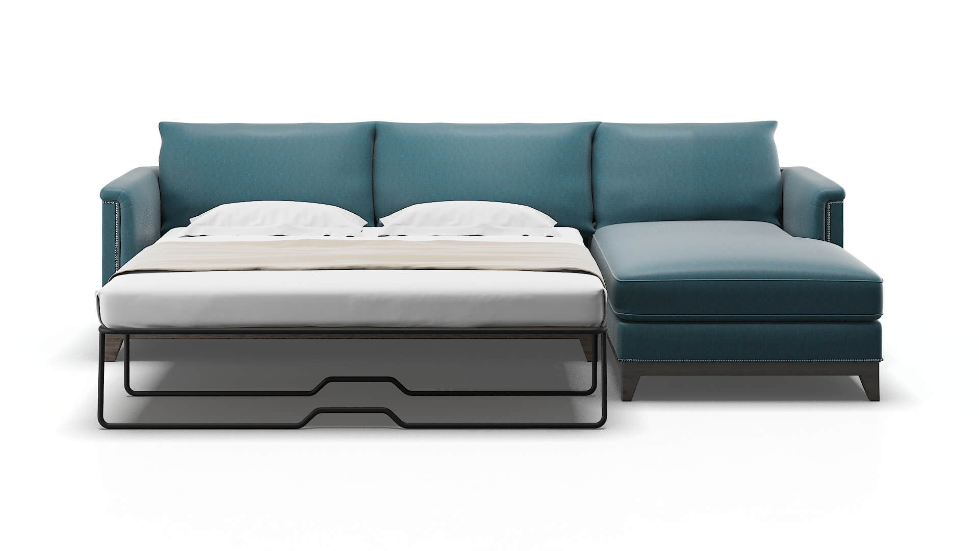 Sofia Portland Prussian Panel Sleeper Espresso legs 1