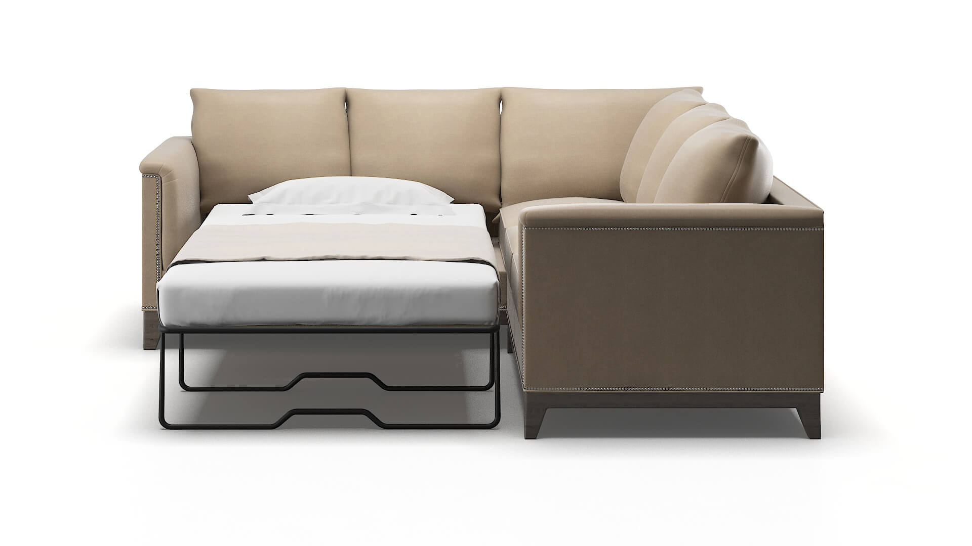 Sofia Rocket Cappuccino Sectional Sleeper Espresso legs 1