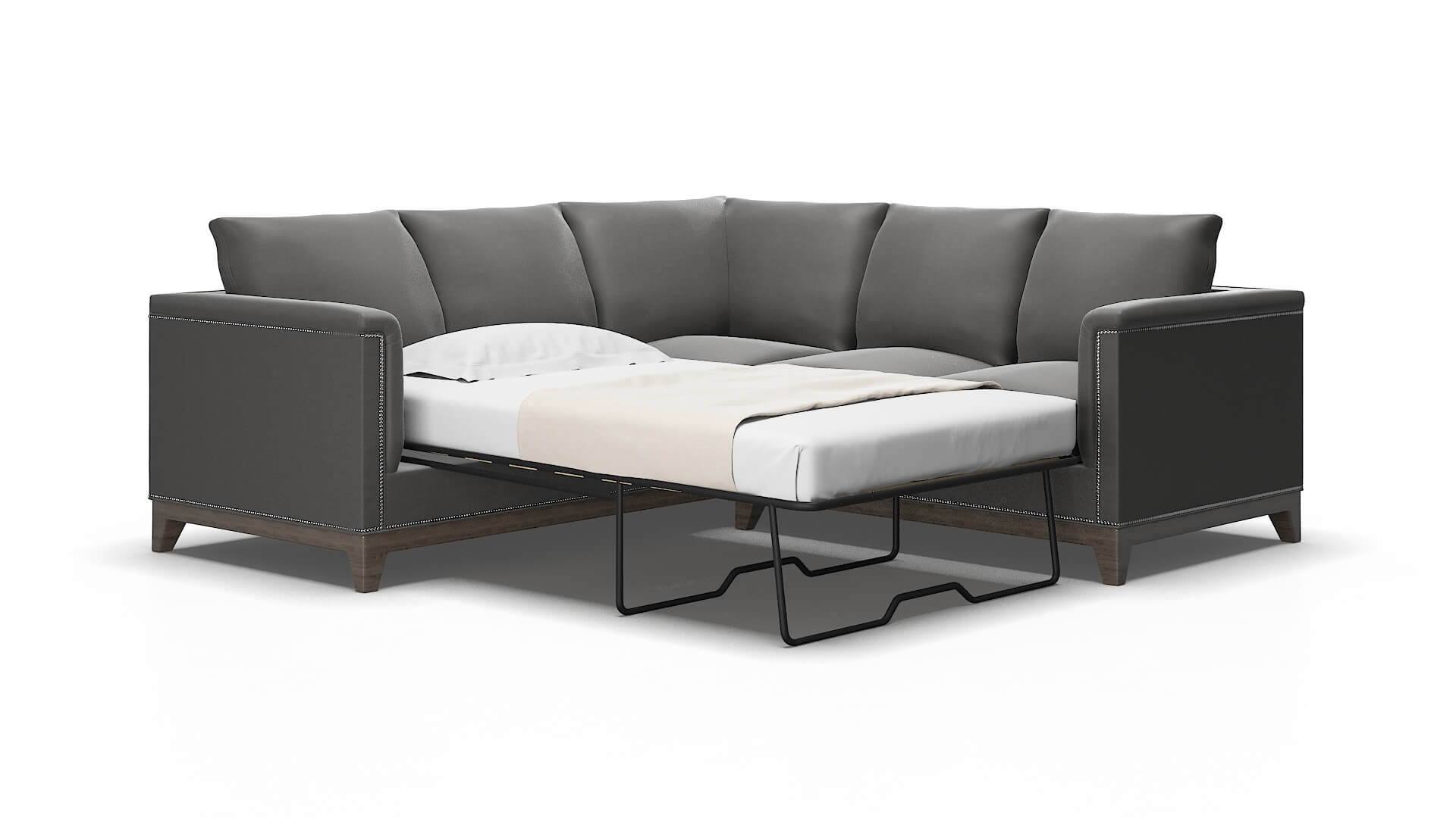 Sofia Rocket charcoal Sectional sleeper Espresso Legs  2