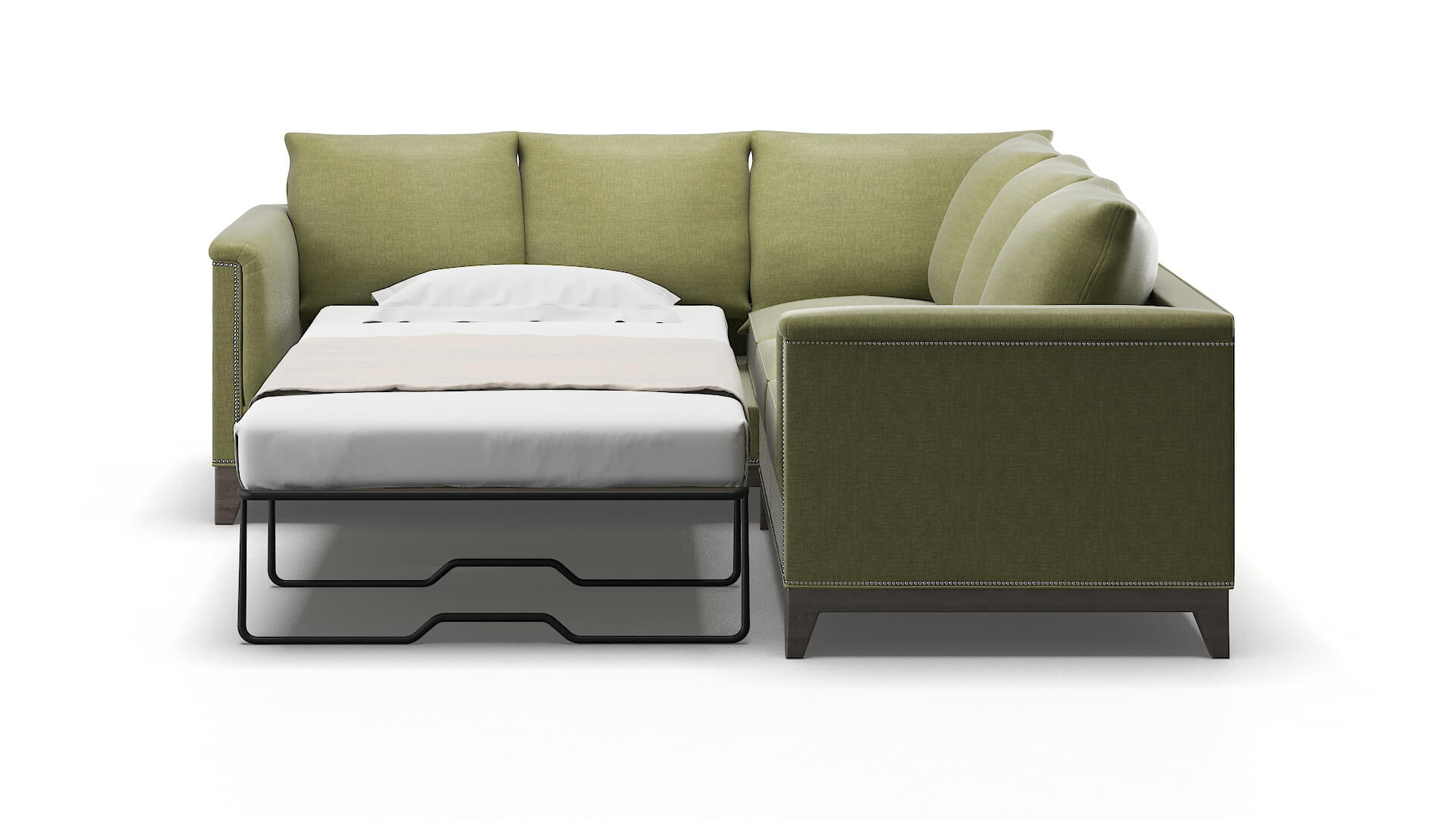 Sofia Rocket Evergreen Sectional Sleeper Espresso legs 1