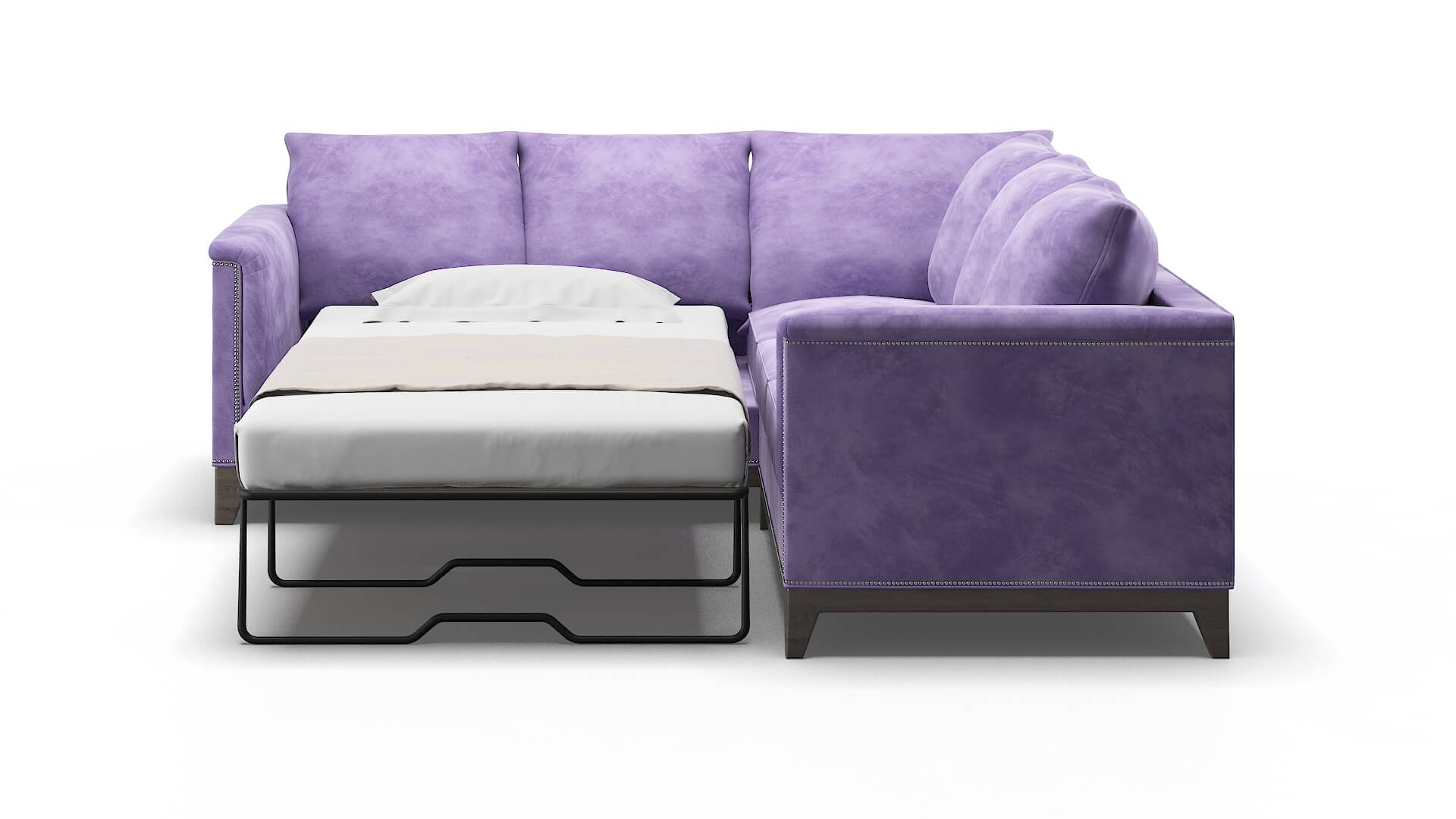 Sofia Royale Lavender Sectional Sleeper Espresso legs 1