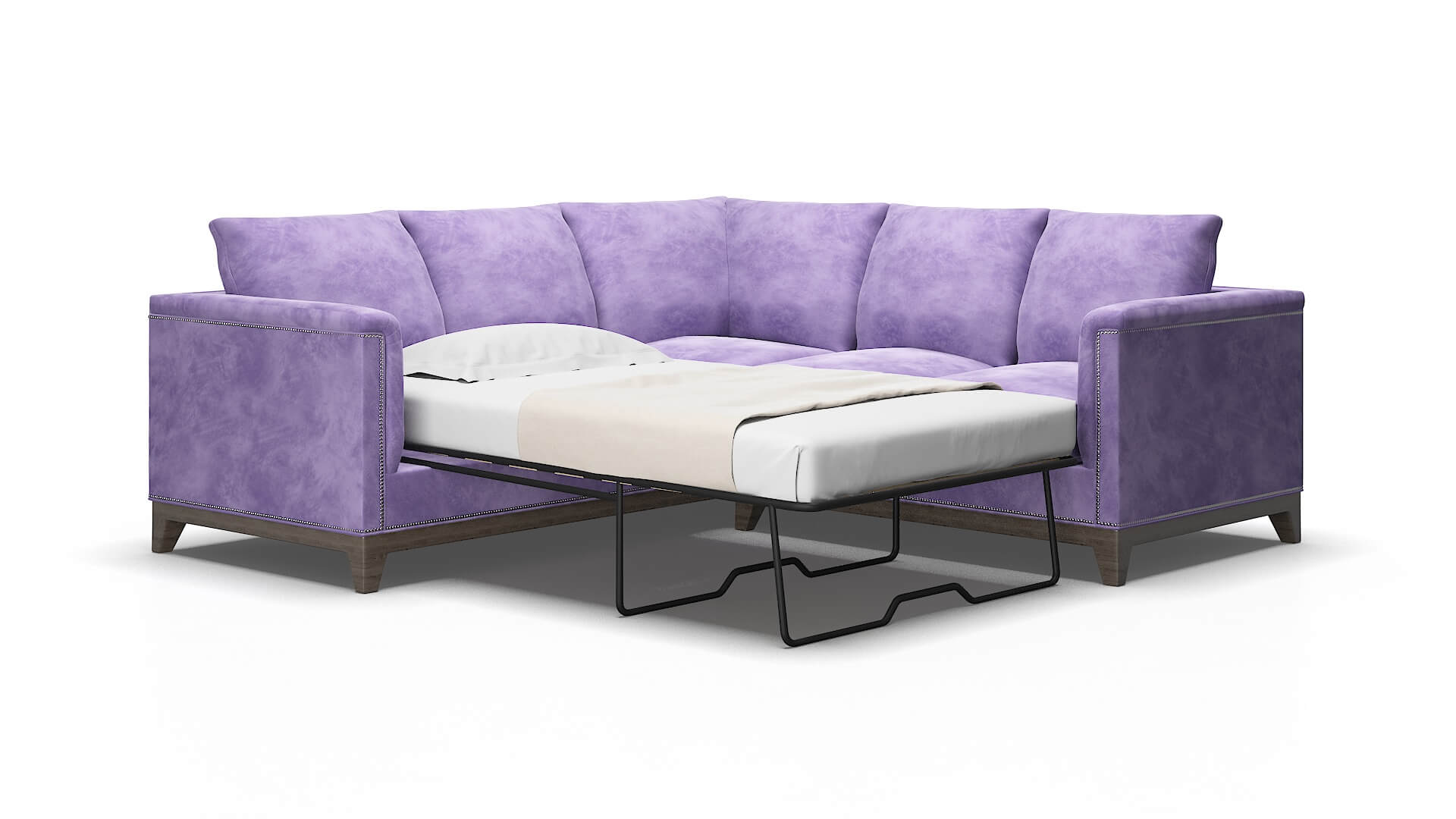 Sofia Royale lavender Sectional sleeper Espresso Legs  2