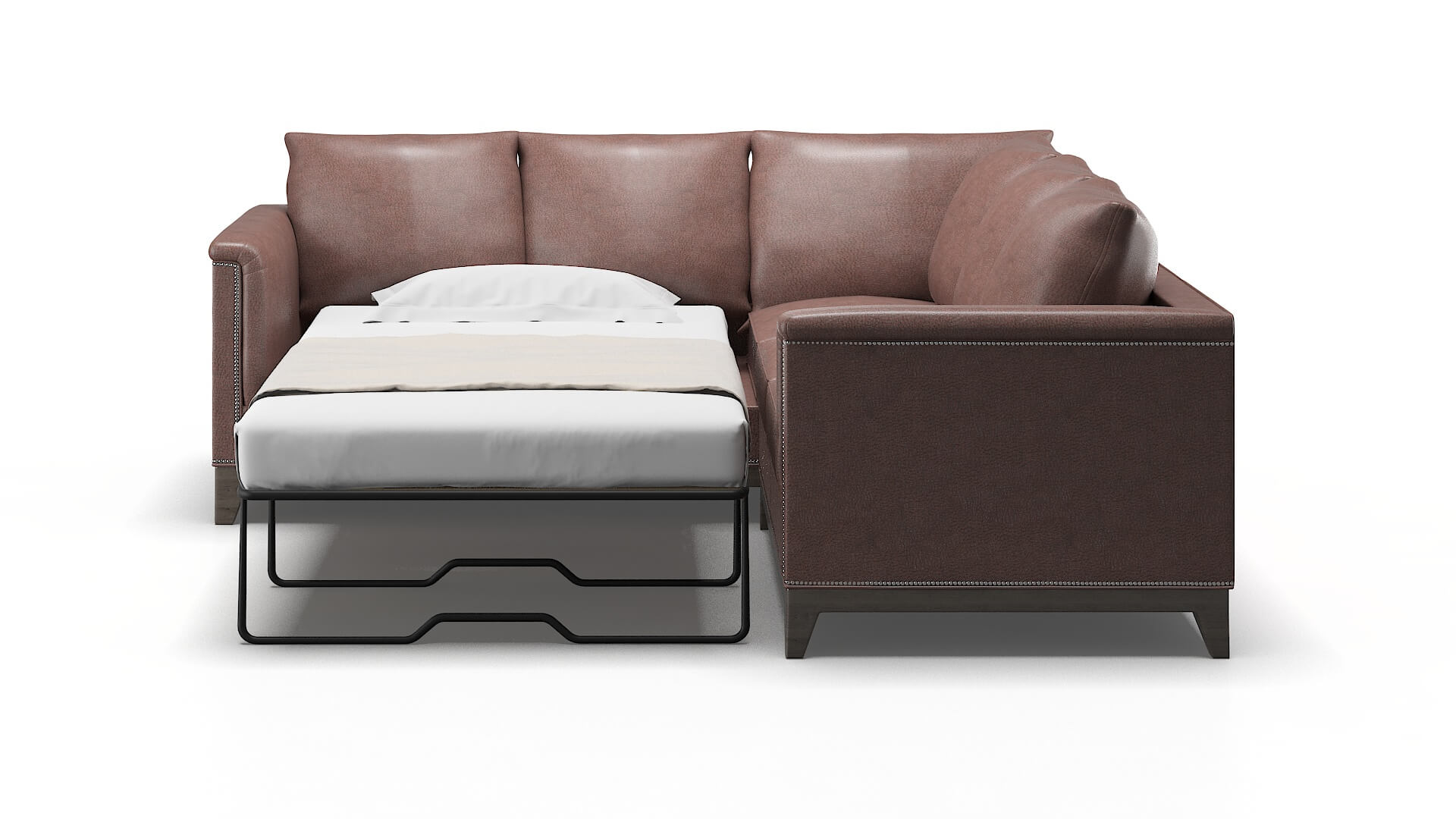 Sofia Royale Mocha Sectional Sleeper Espresso legs 1