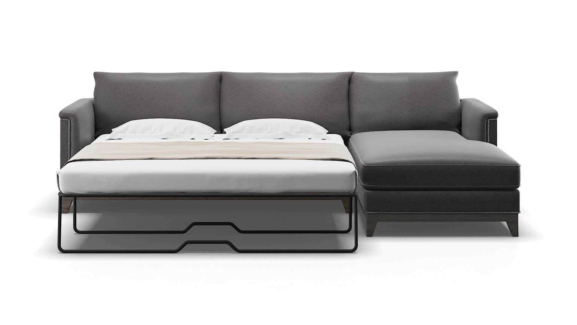 Sofia Sasha Grey Panel Sleeper Espresso legs 1