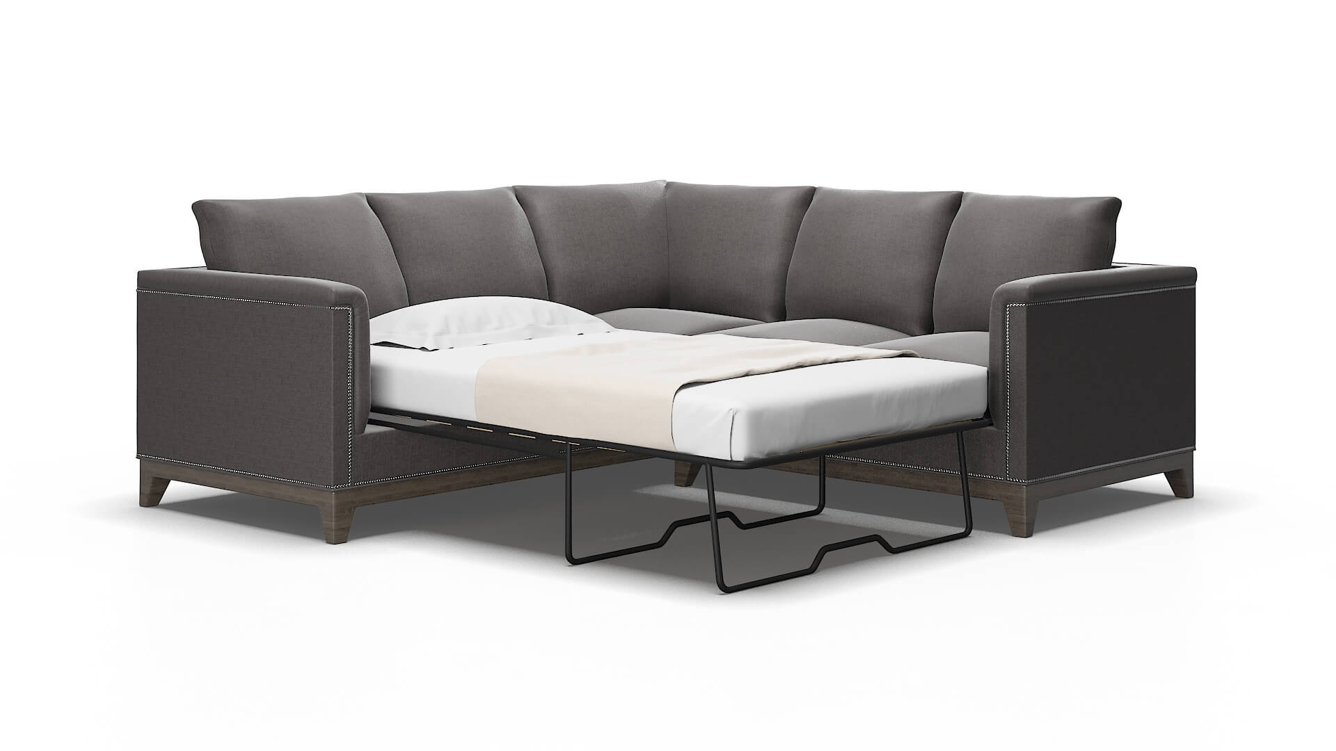 Sofia Sasha Grey Sectional Sleeper Espresso legs 2