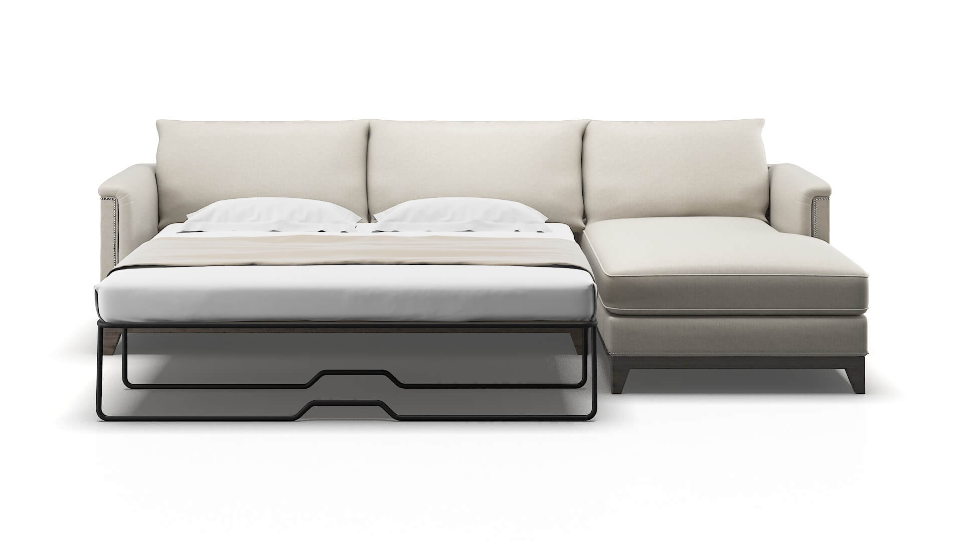 Sofia Sasha Linen Panel Sleeper Espresso legs 1