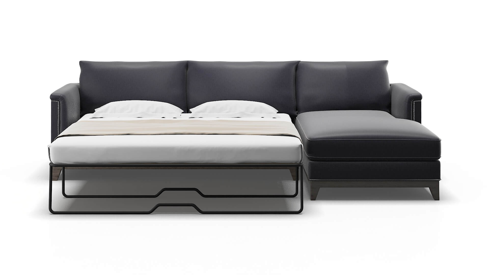 Sofia Sasha Navy Panel Sleeper Espresso legs 1