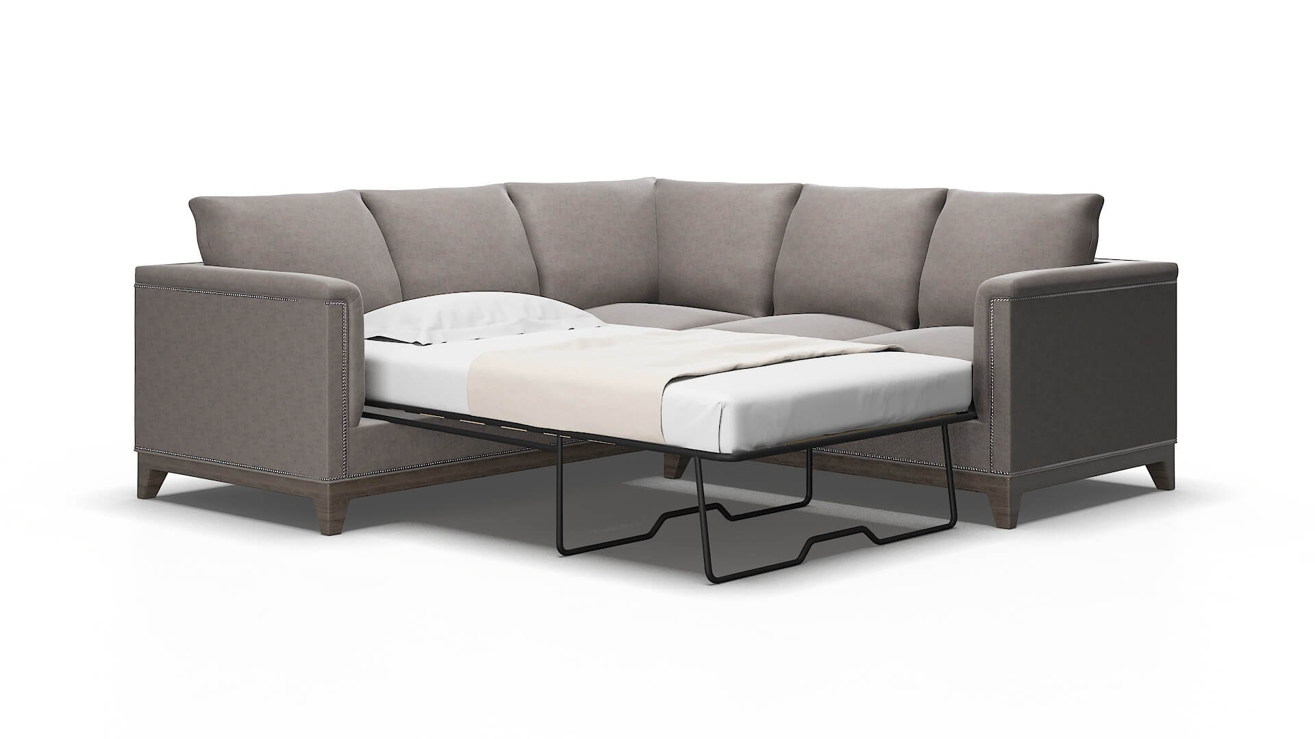 Sofia Suave slate Sectional sleeper Espresso Legs  2