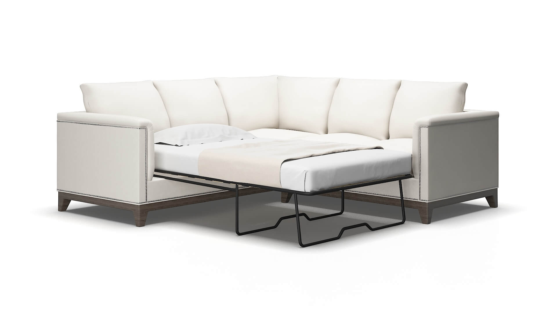 Sofia Venice eggshell Sectional sleeper Espresso Legs  2