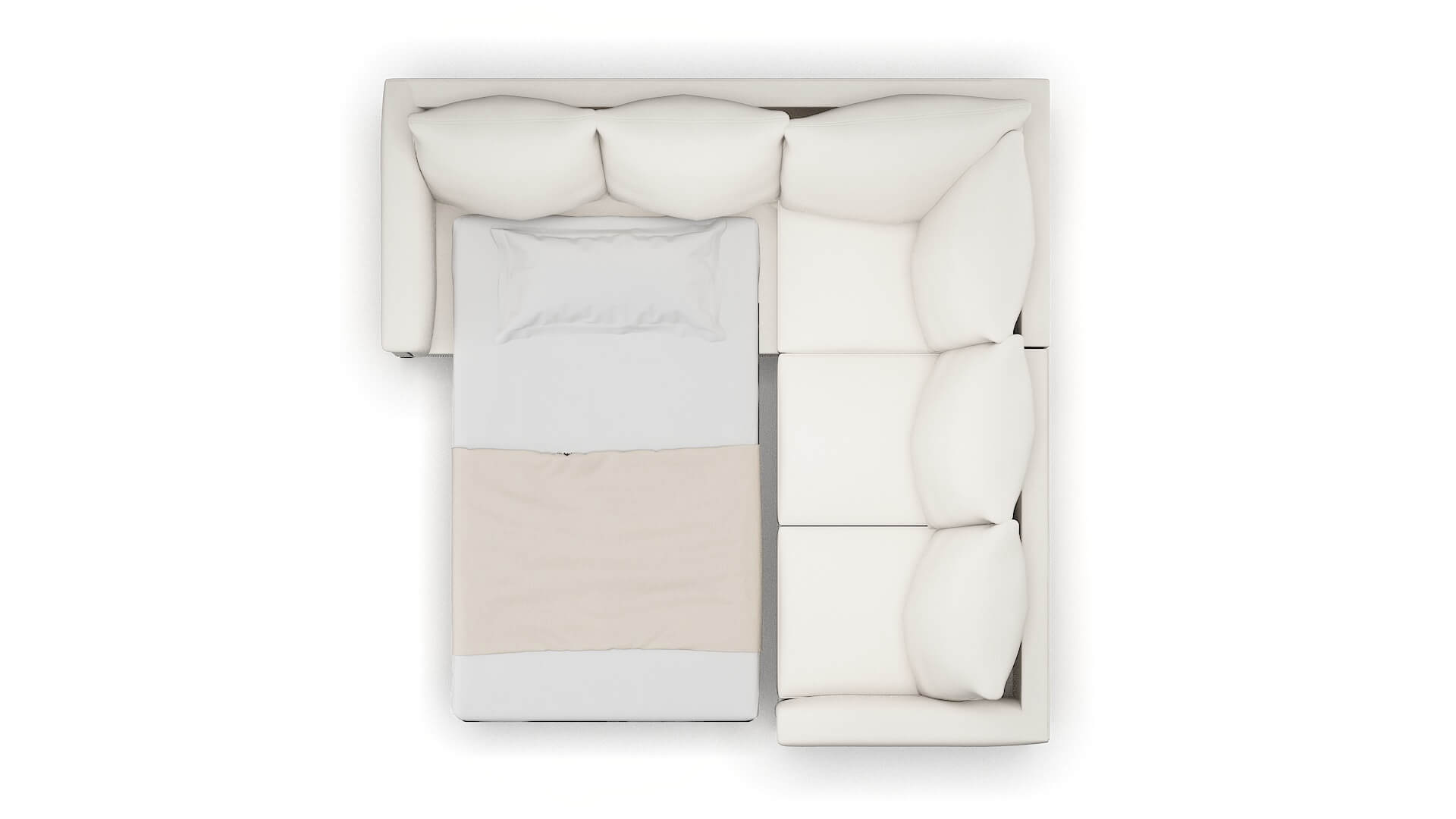 Sofia Venice Eggshell Sectional Sleeper Espresso legs 3