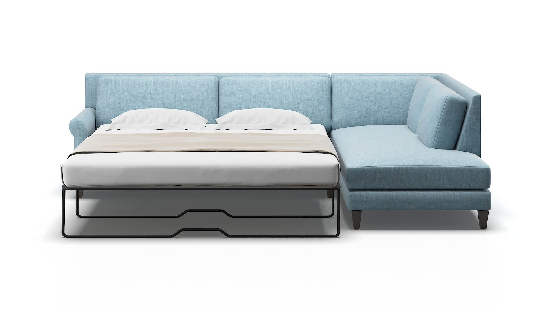 Stockholm Atlas Turquoise Panel Sleeper Espresso legs 1