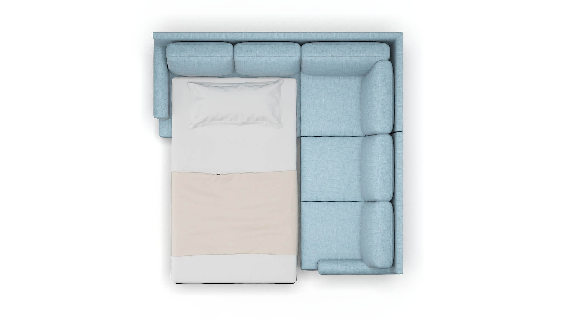 Stockholm Atlas Turquoise Sectional Sleeper Espresso legs 3