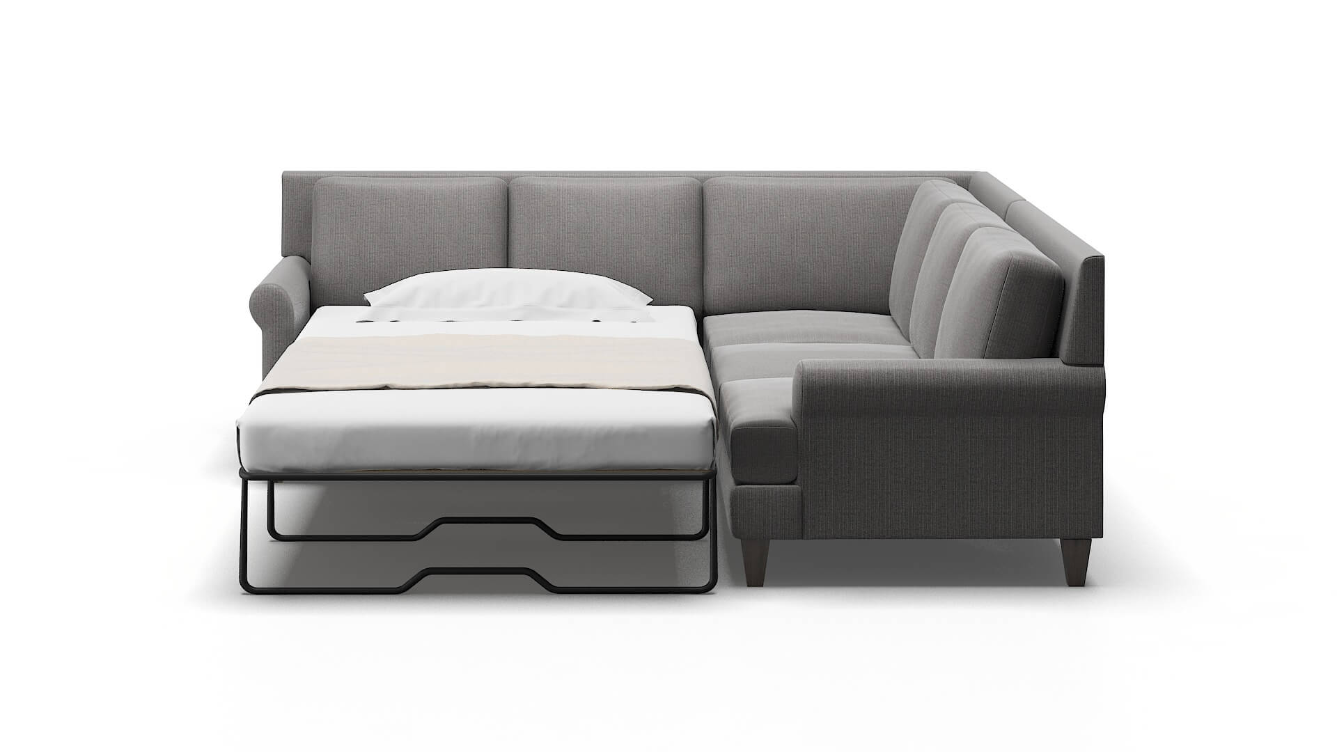 Stockholm Avenger Zinc Sectional Sleeper Espresso legs 1