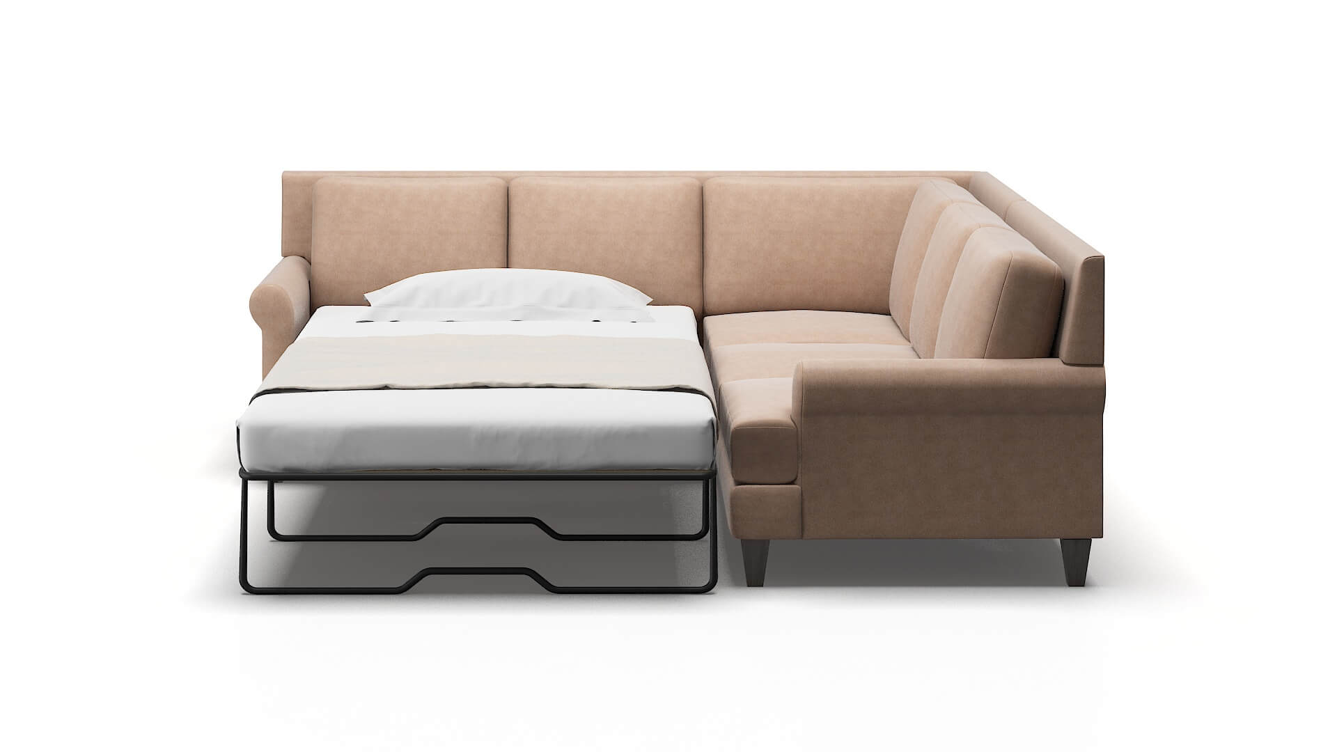 Stockholm Bella Cocoa Sectional Sleeper Espresso legs 1